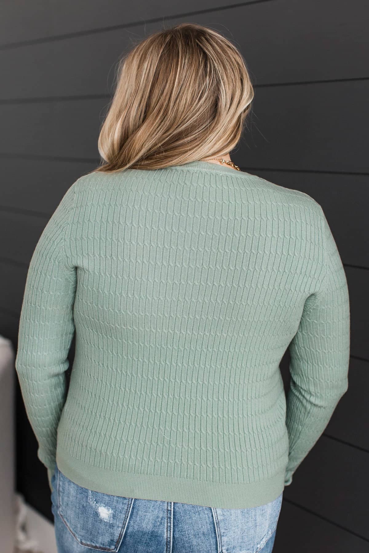 Looking Incredible Cable Knit Sweater- Dusty Sage - Image 7