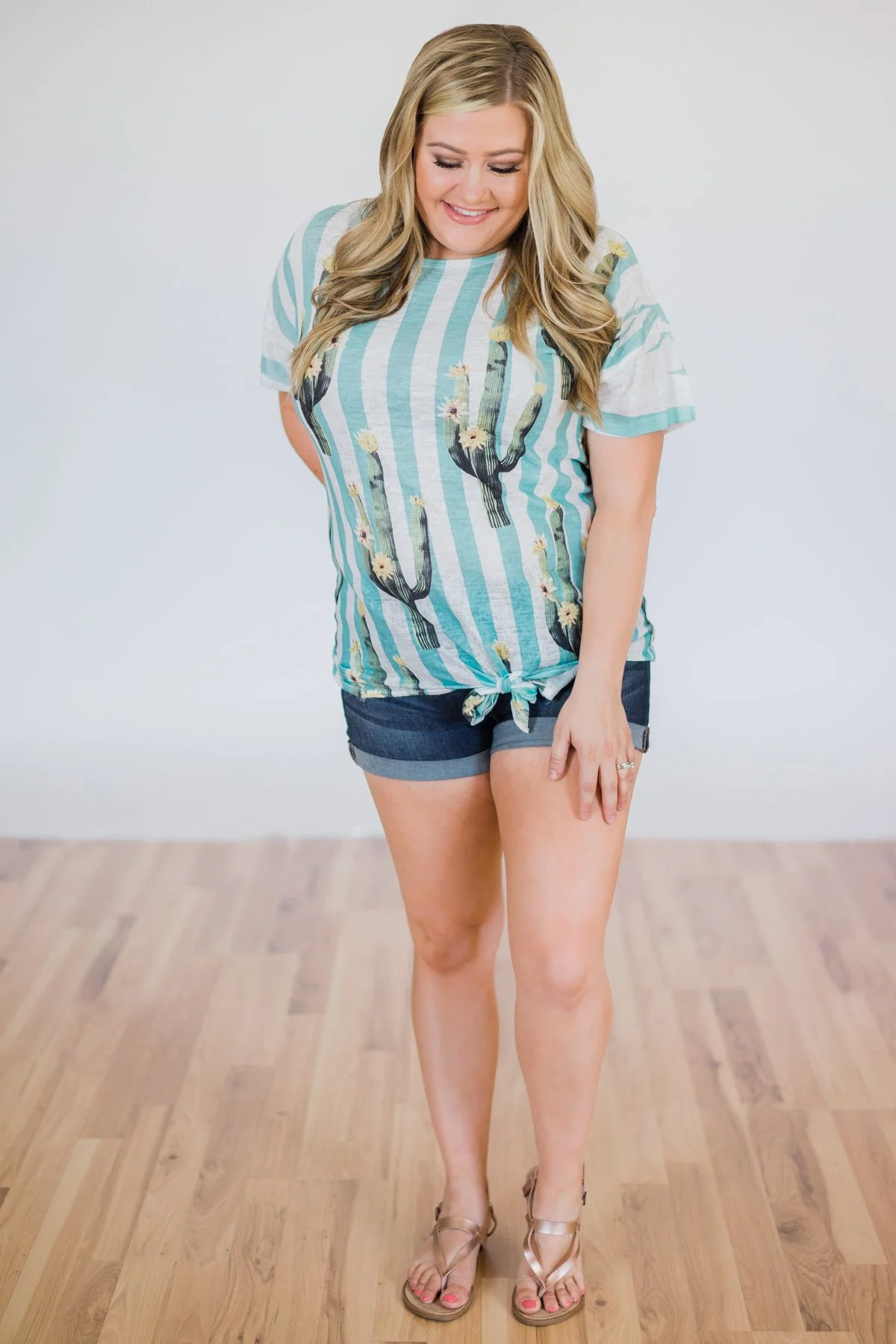 Looking Sharp Cactus Top- Aqua - Image 3
