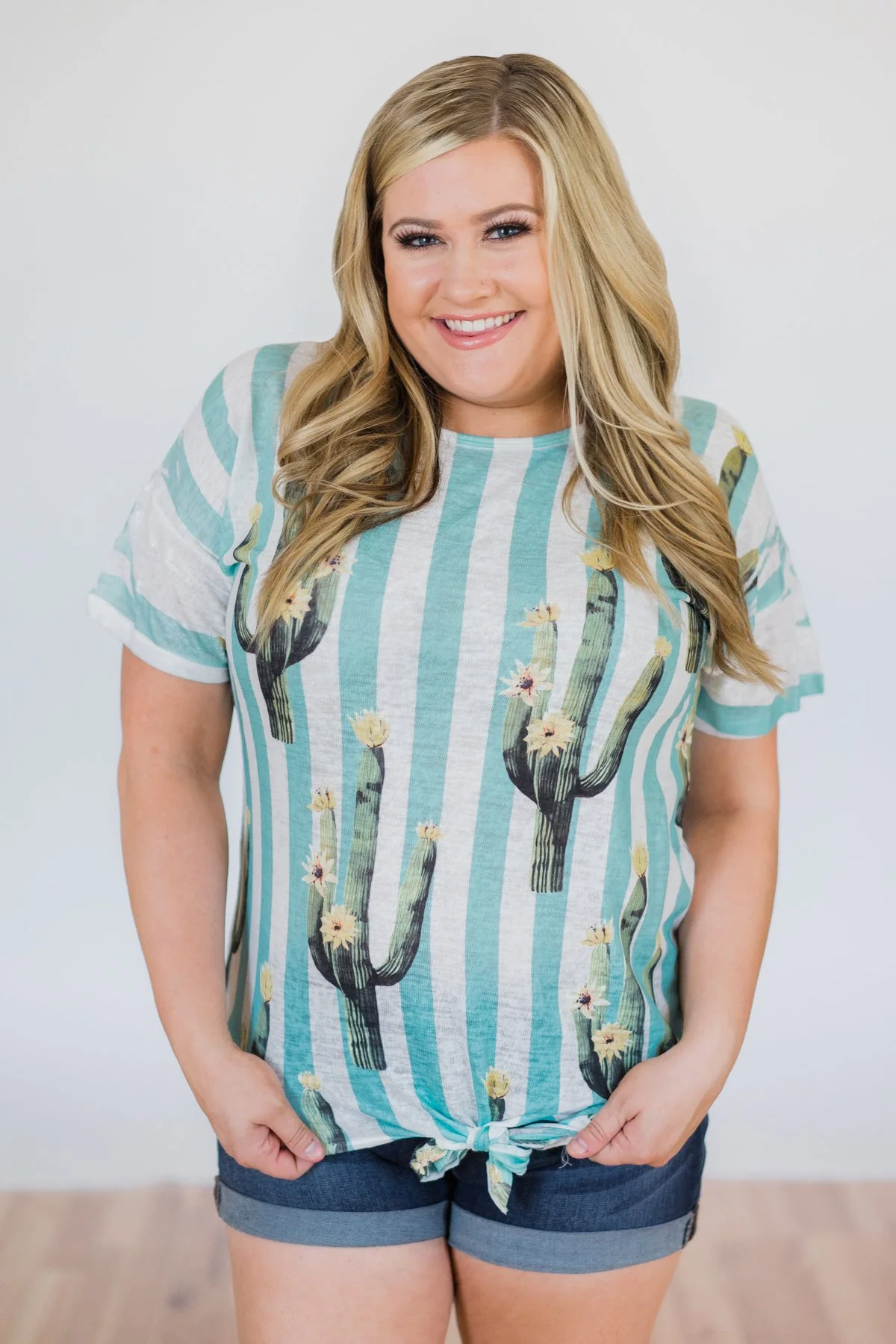 Looking Sharp Cactus Top- Aqua - Image 5