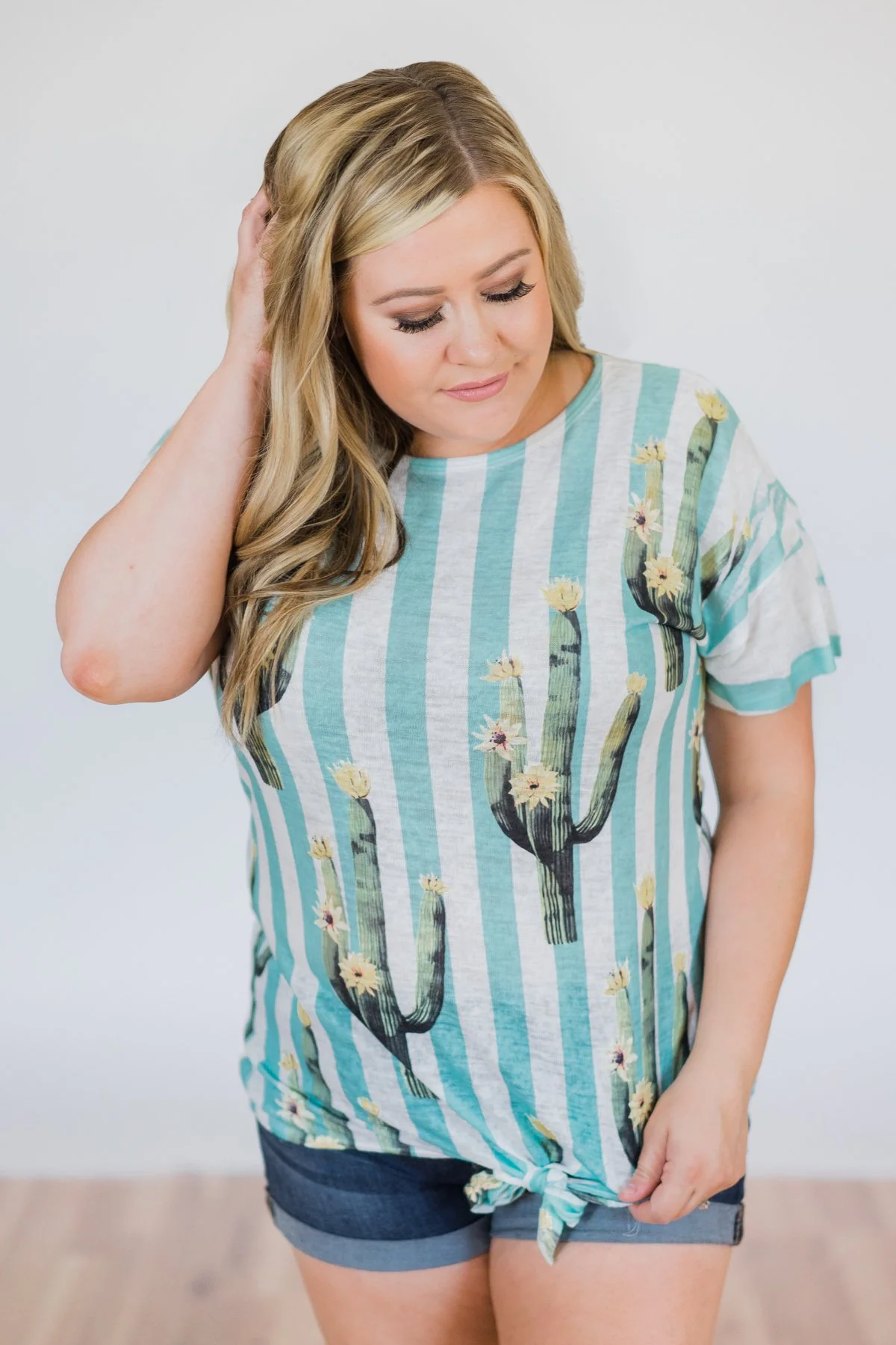 Looking Sharp Cactus Top- Aqua - Image 6