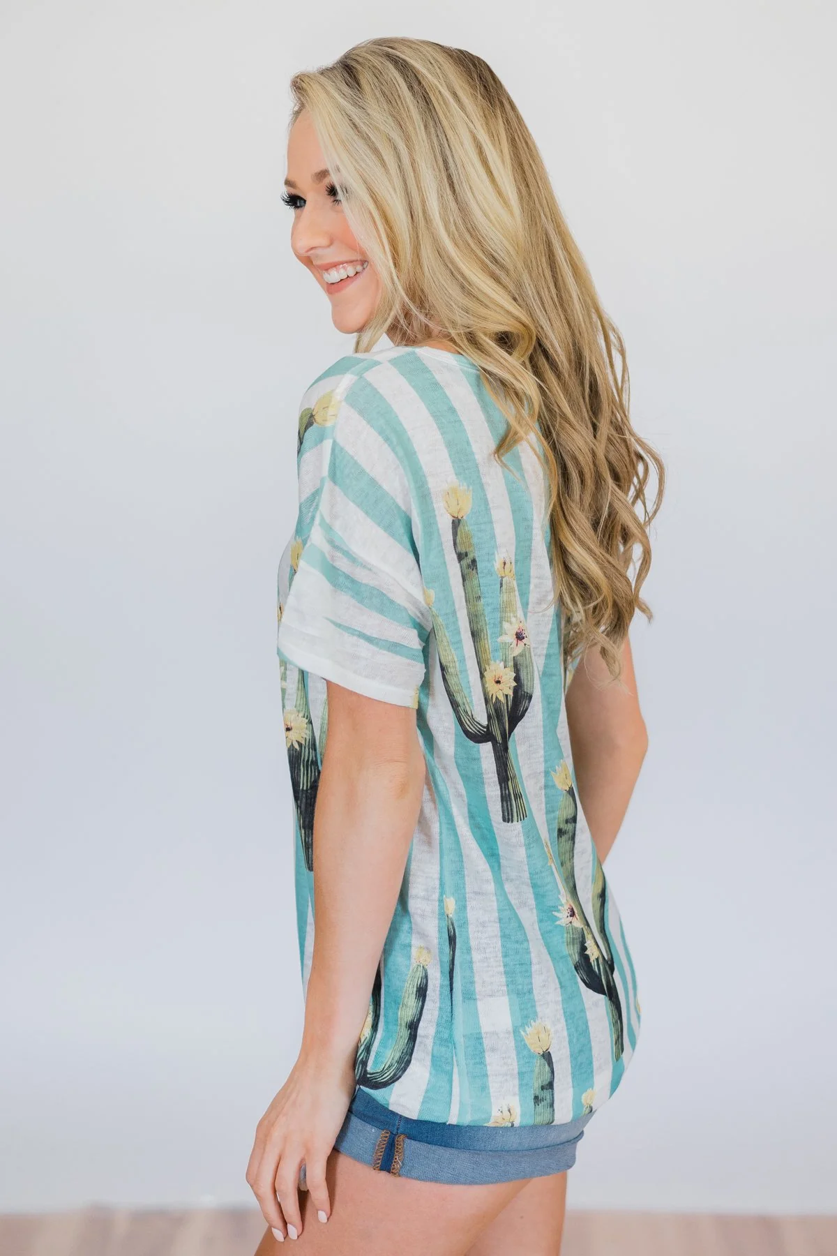 Looking Sharp Cactus Top- Aqua - Image 7
