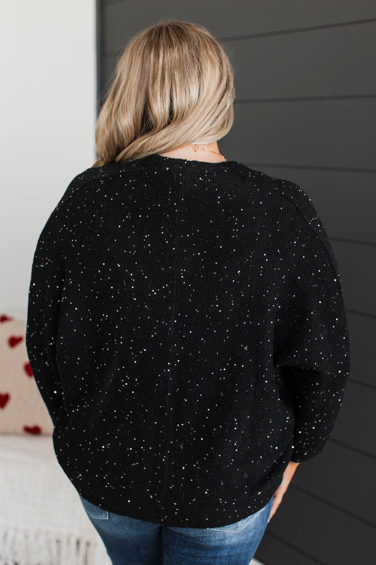 Looking Sophisticated Sequin Knit Cardigan- Black - Image 7