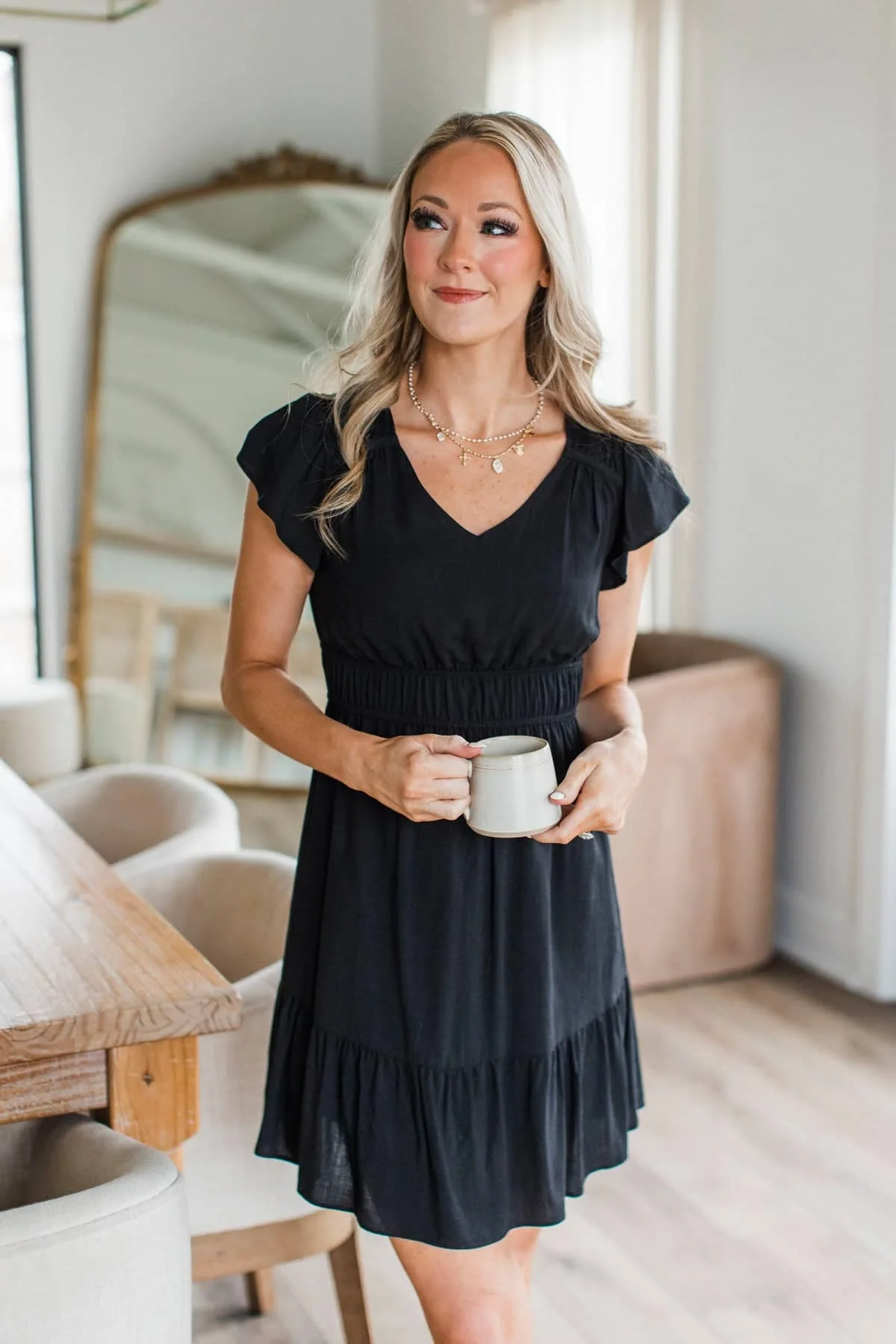 Looks Promising V-Neck Mini Dress- Black - Image 3