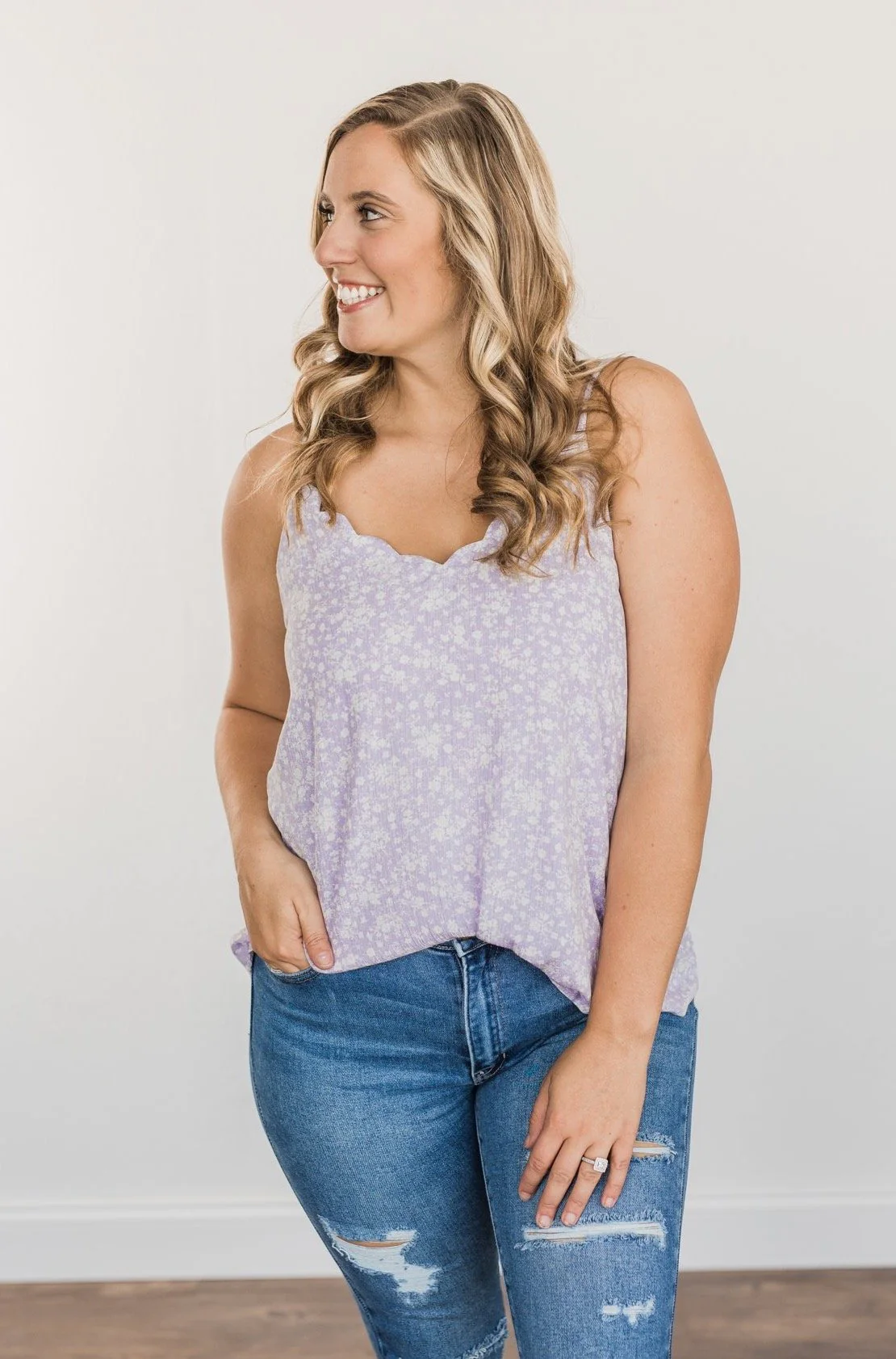 Lost In A Daydream Floral Tank Top- Lavender - Image 6
