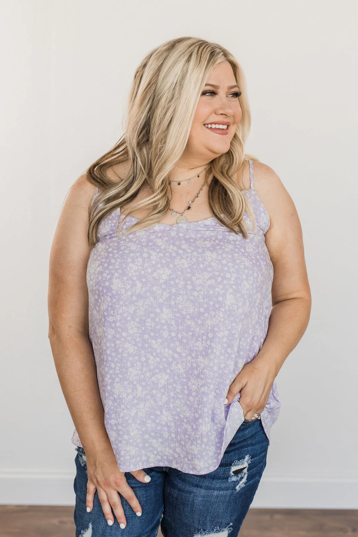 Lost In A Daydream Floral Tank Top- Lavender - Image 7