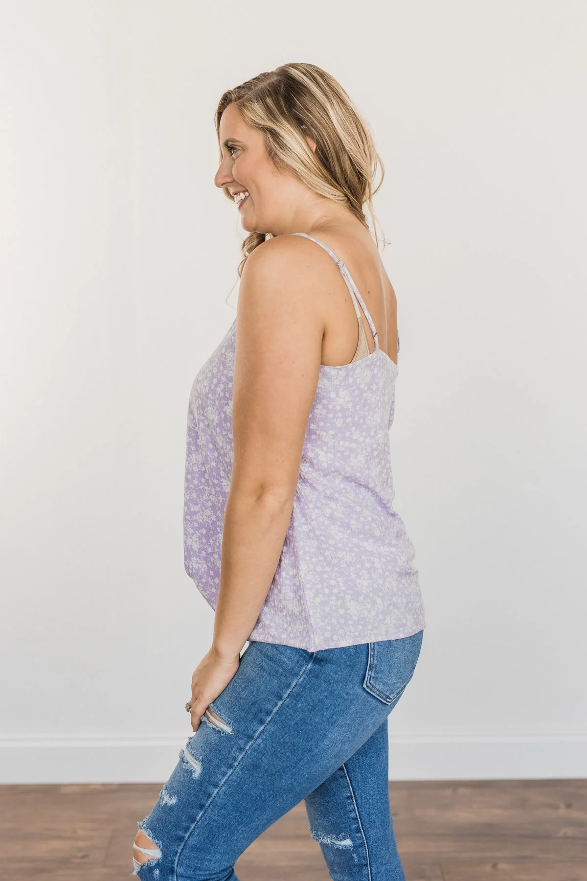 Lost In A Daydream Floral Tank Top- Lavender - Image 9