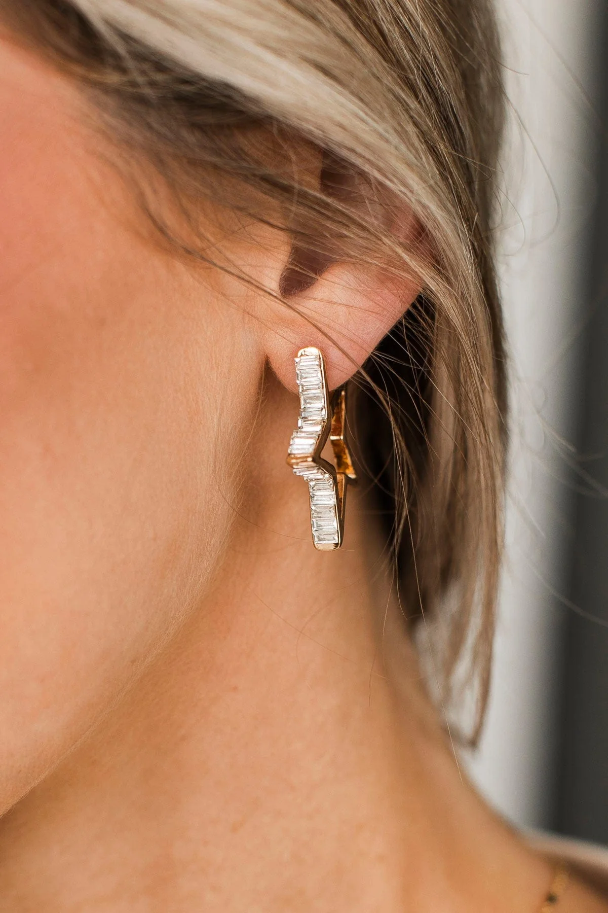 Lost In Diamonds Star Hoop Earrings- Gold - Image 3
