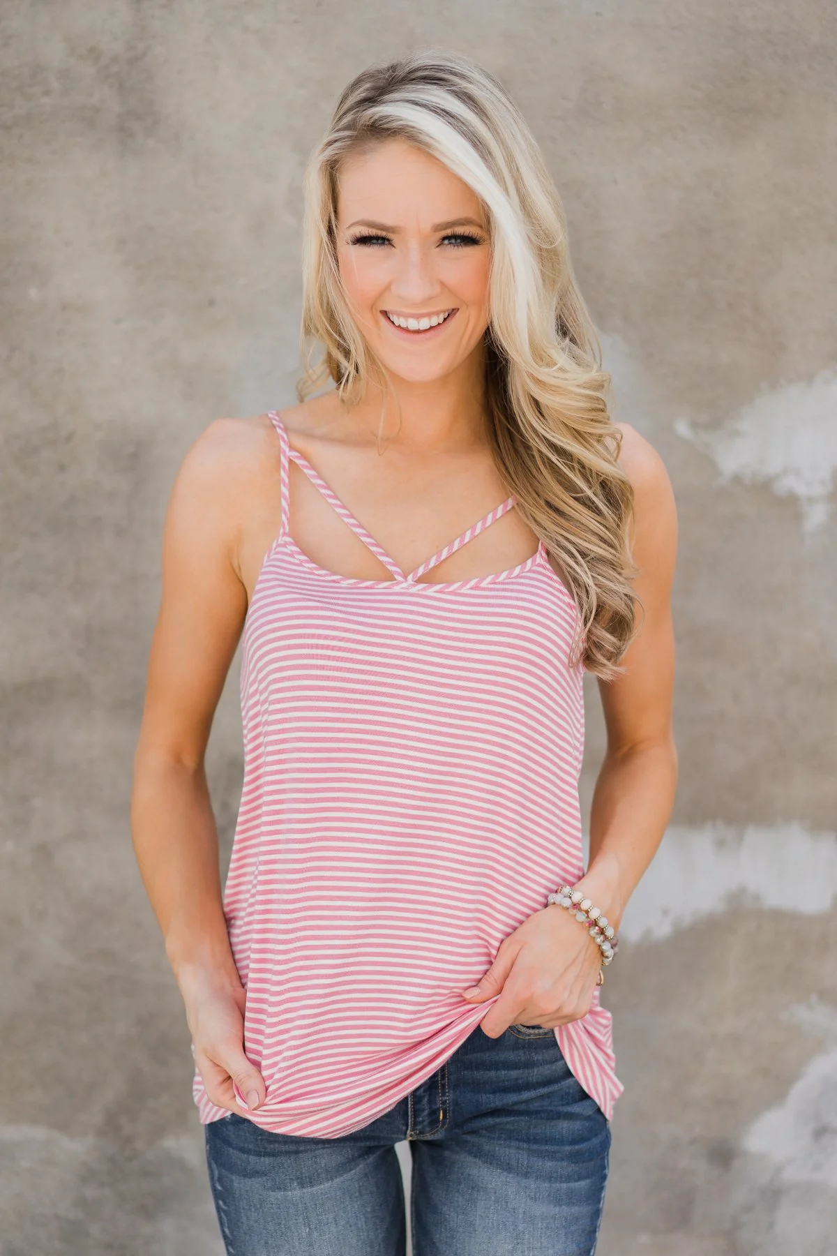 Lost In Love Striped Tank Top - Pink - Image 2