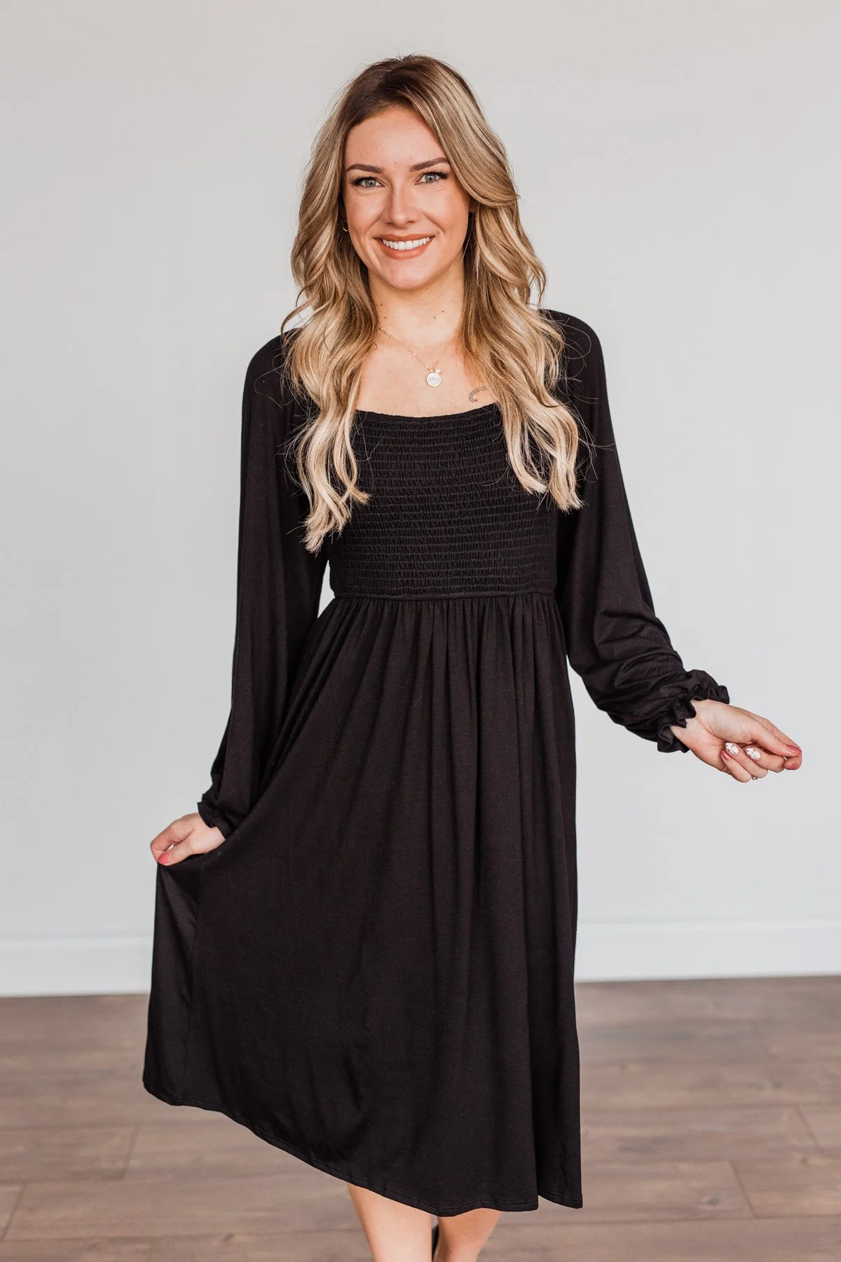 Lost In Memories Long Sleeve Dress- Black - Image 5