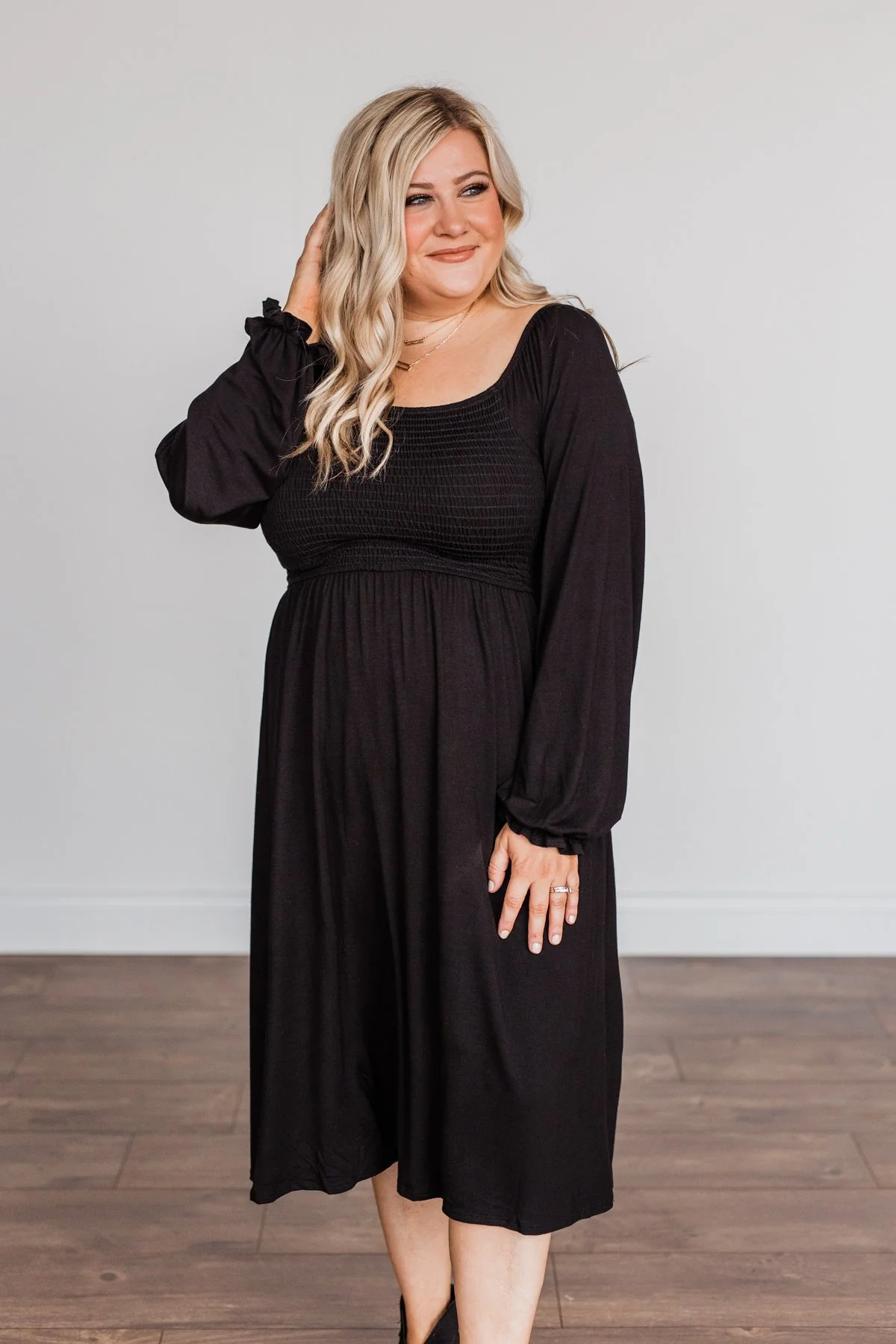 Lost In Memories Long Sleeve Dress- Black - Image 6