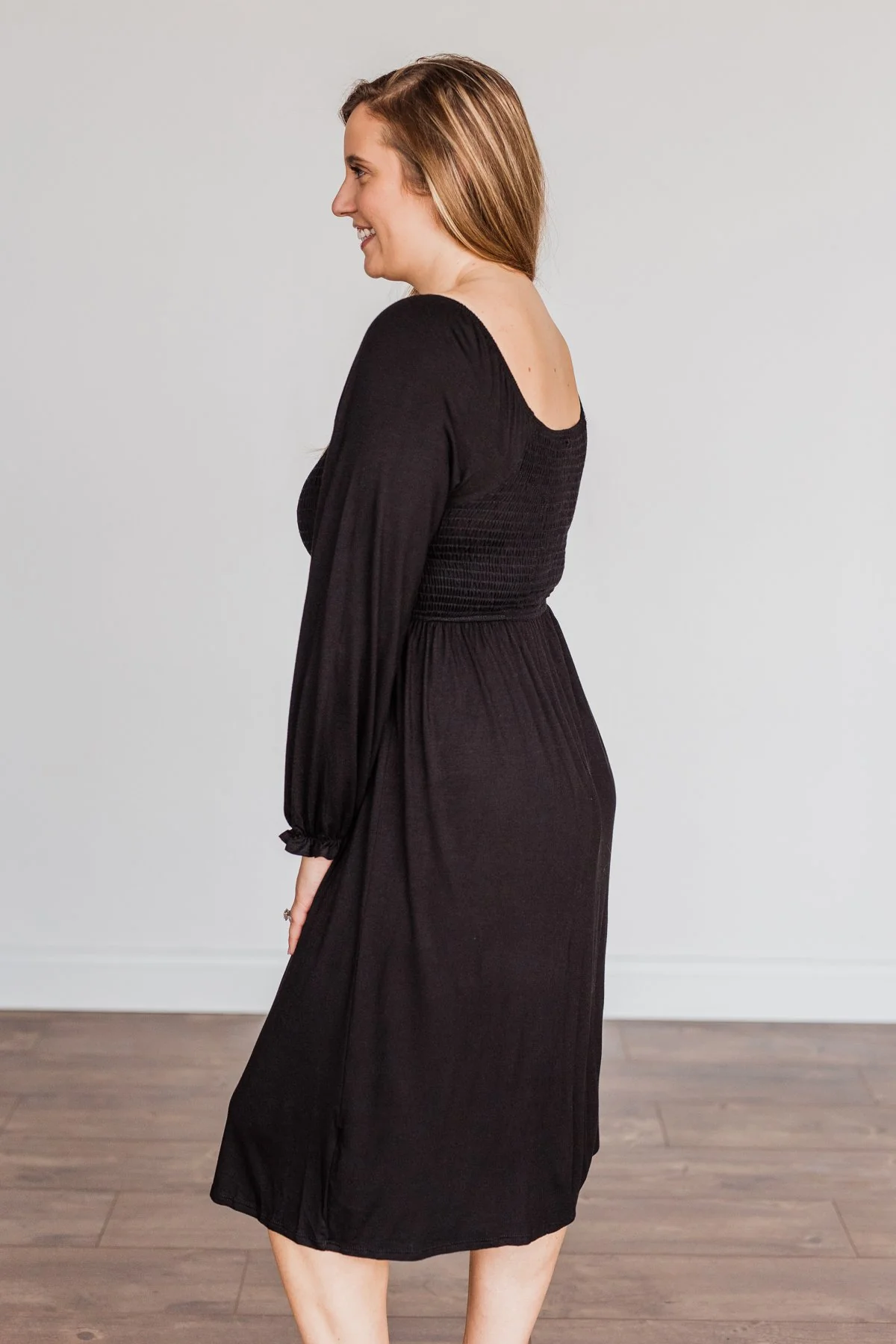 Lost In Memories Long Sleeve Dress- Black - Image 8