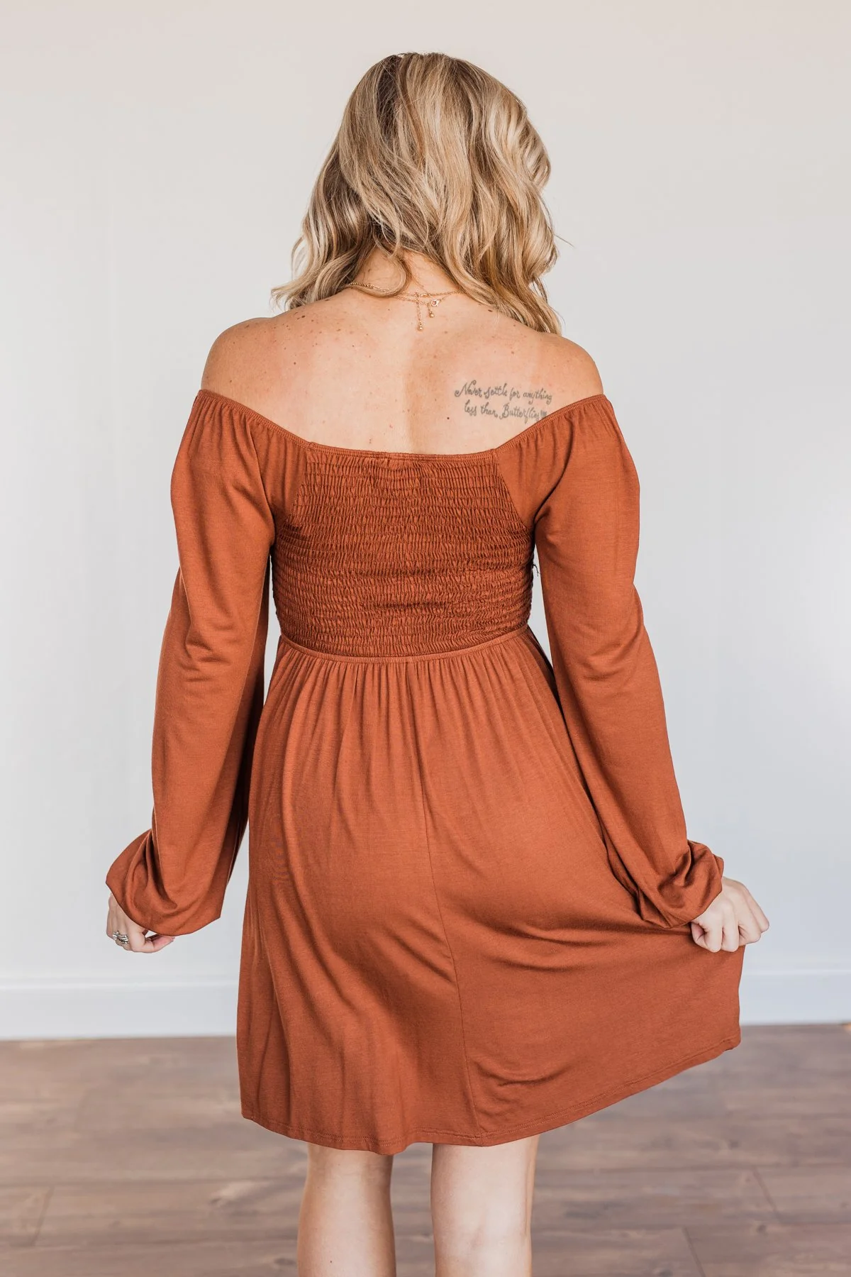 Lost In Memories Long Sleeve Dress- Copper - Image 12