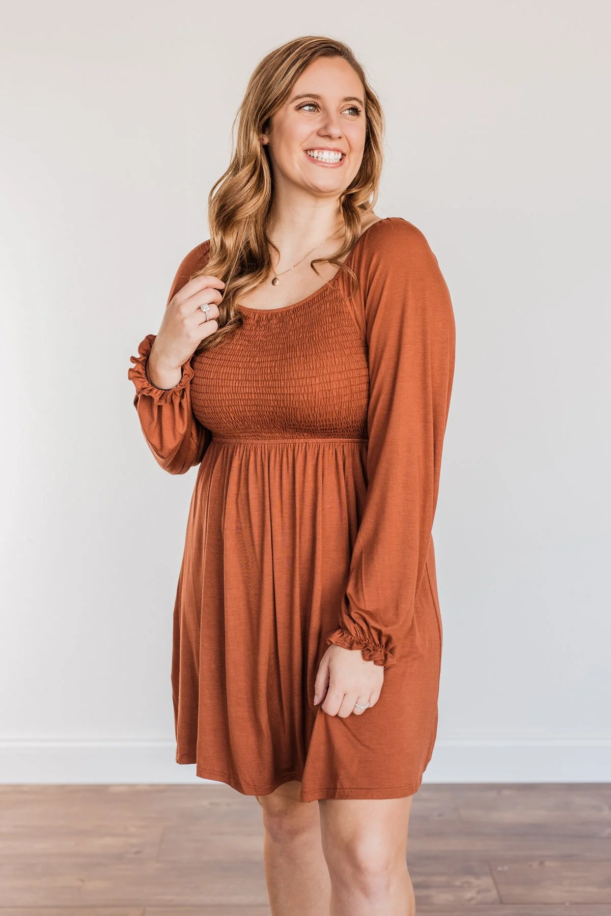 Lost In Memories Long Sleeve Dress- Copper - Image 2