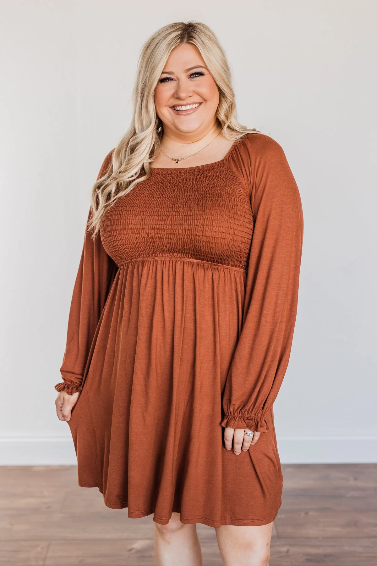 Lost In Memories Long Sleeve Dress- Copper - Image 3