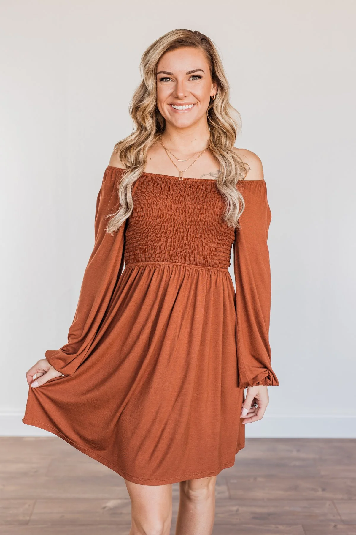 Lost In Memories Long Sleeve Dress- Copper - Image 4