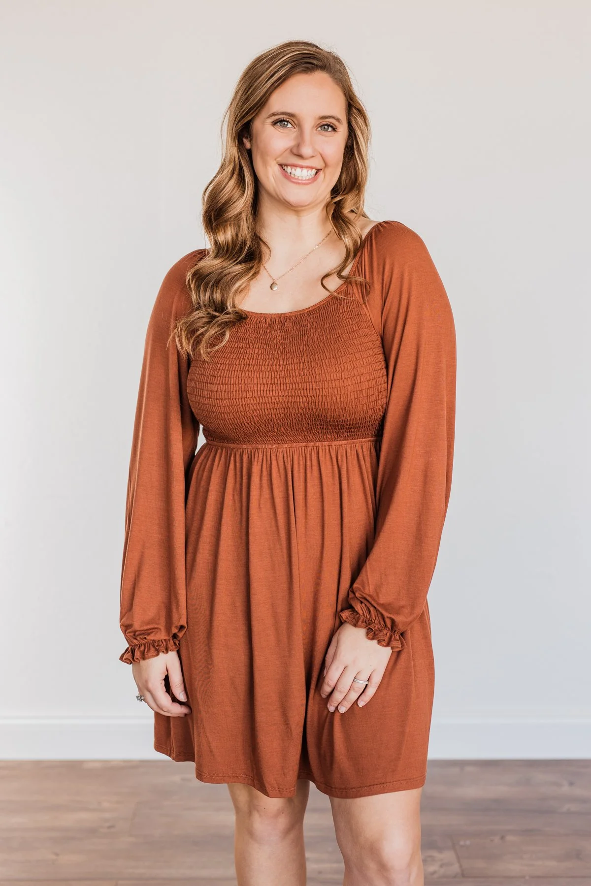 Lost In Memories Long Sleeve Dress- Copper - Image 5