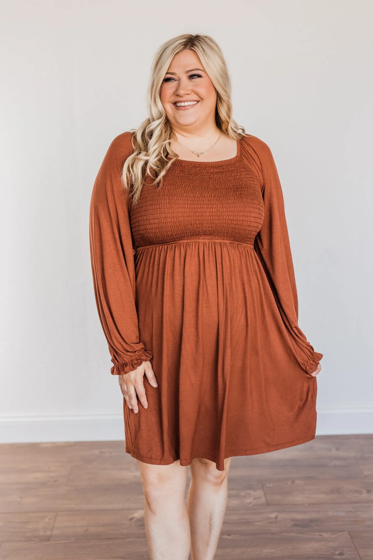 Lost In Memories Long Sleeve Dress- Copper - Image 6