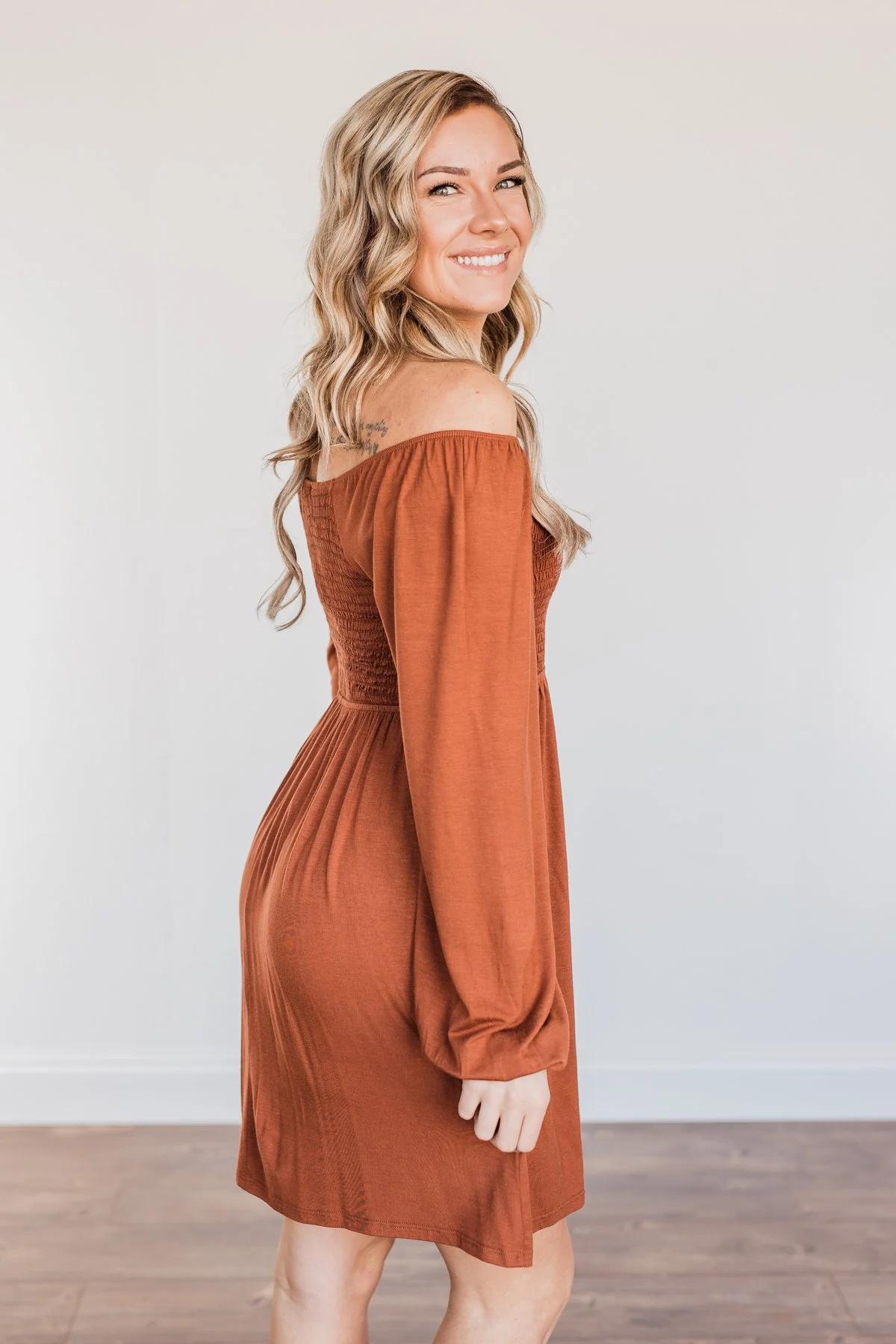 Lost In Memories Long Sleeve Dress- Copper - Image 8