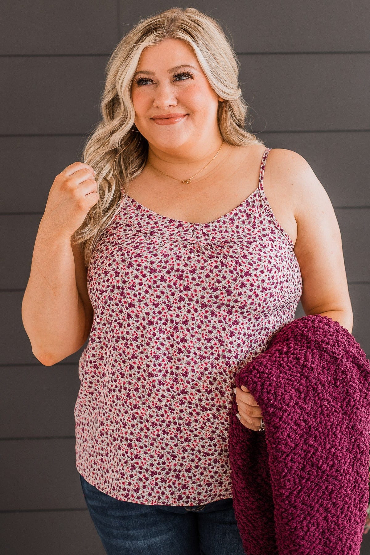 Lost In The Flowers Tank Top- Ivory, Purple, & Pink - Image 5