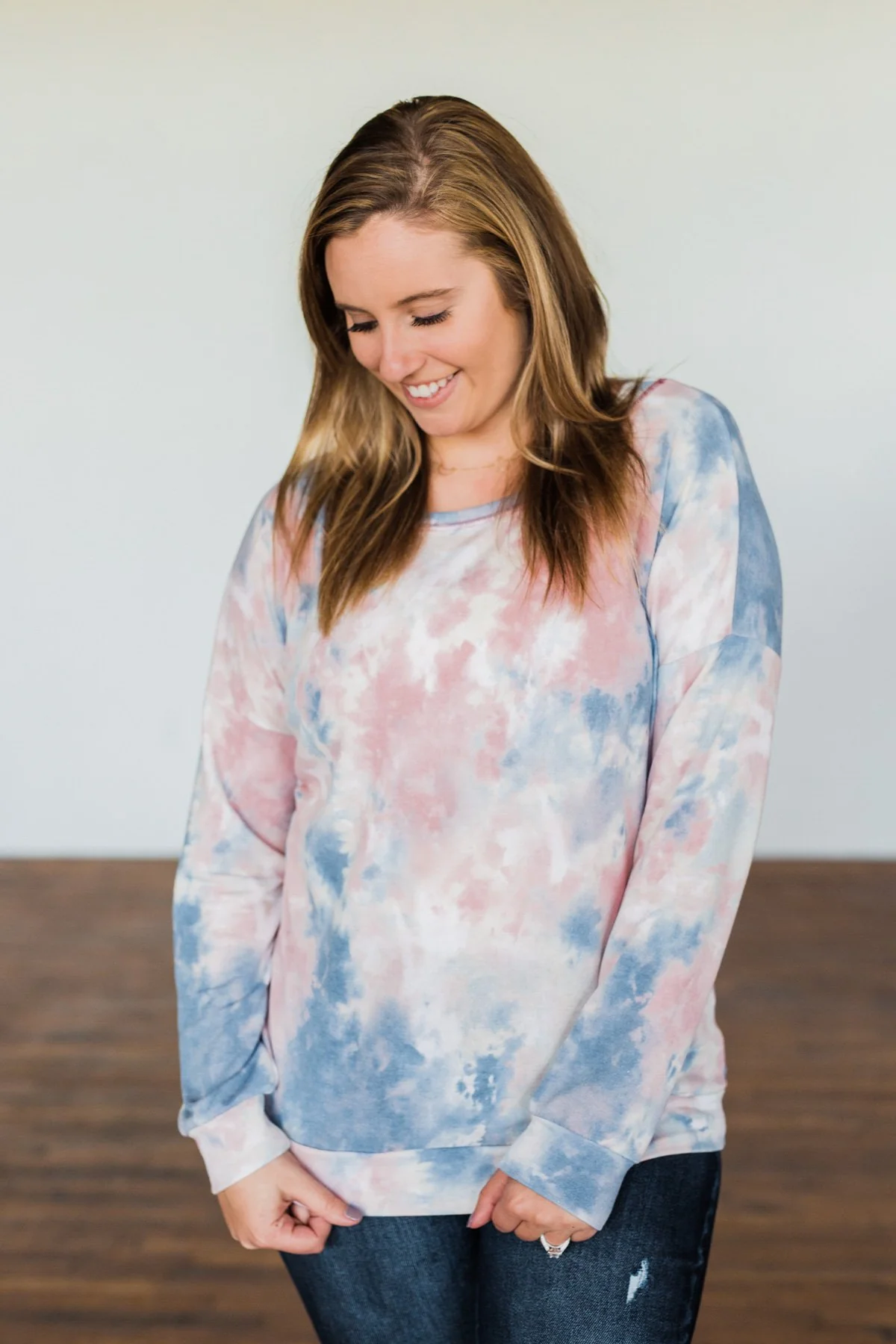 Lost In This Moment Tie Dye Pullover Top- Pink, Blue, Ivory - Image 3