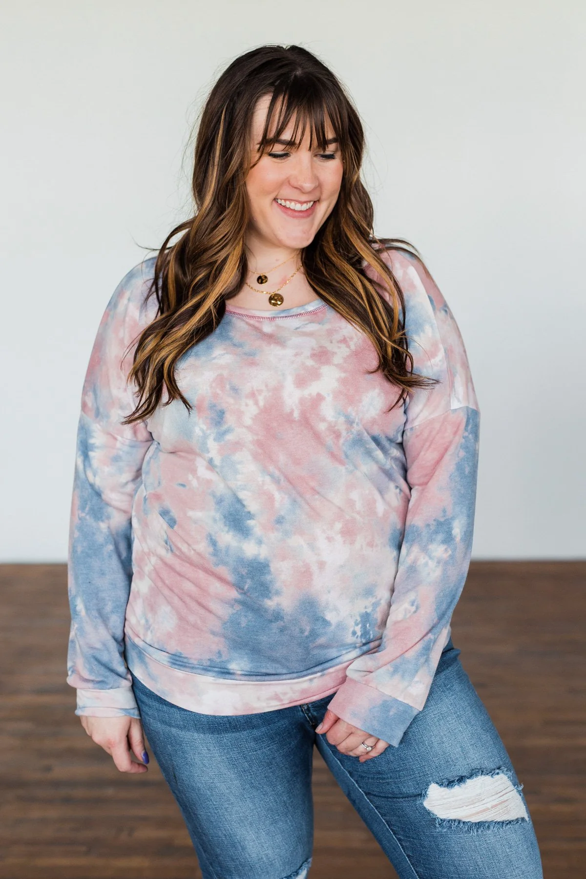 Lost In This Moment Tie Dye Pullover Top- Pink, Blue, Ivory - Image 4