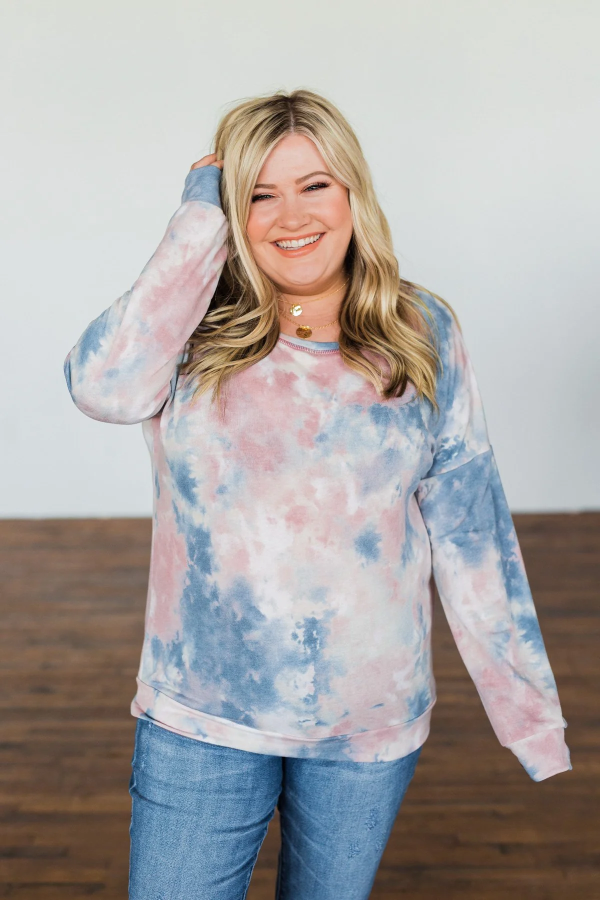 Lost In This Moment Tie Dye Pullover Top- Pink, Blue, Ivory - Image 5