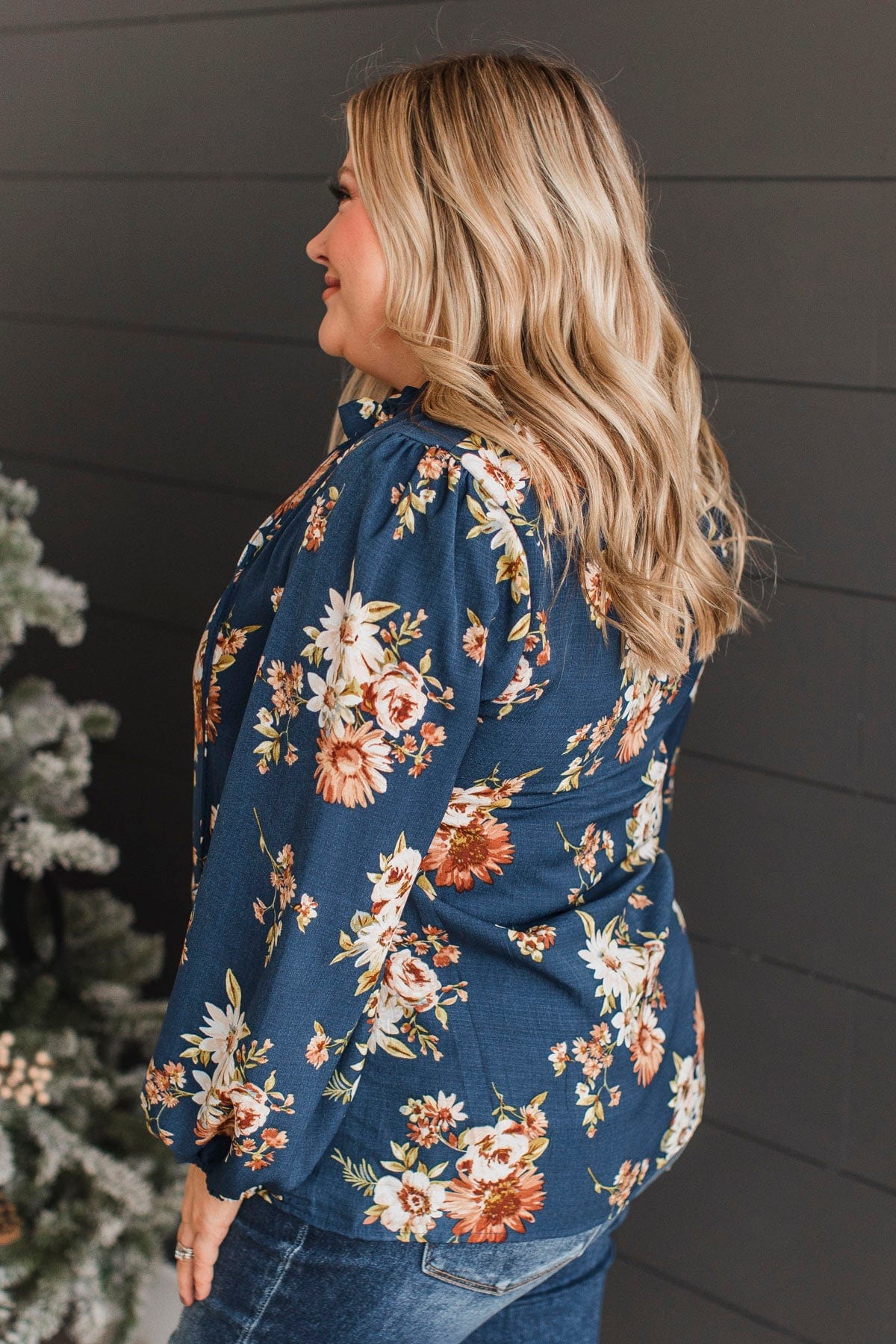 Lost In Thoughts Floral Blouse- Navy - Image 5