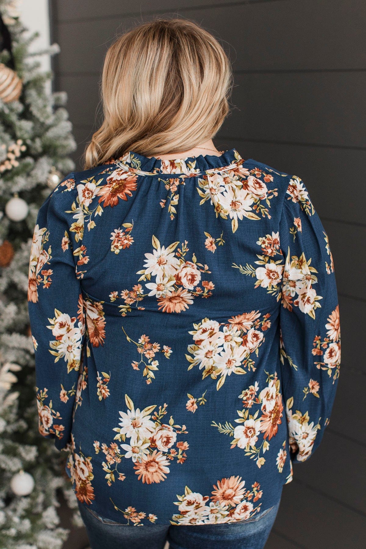 Lost In Thoughts Floral Blouse- Navy - Image 7