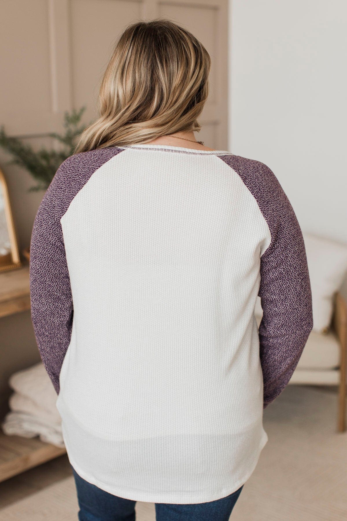 Lost In Thoughts Knit Top- Ivory & Purple - Image 8