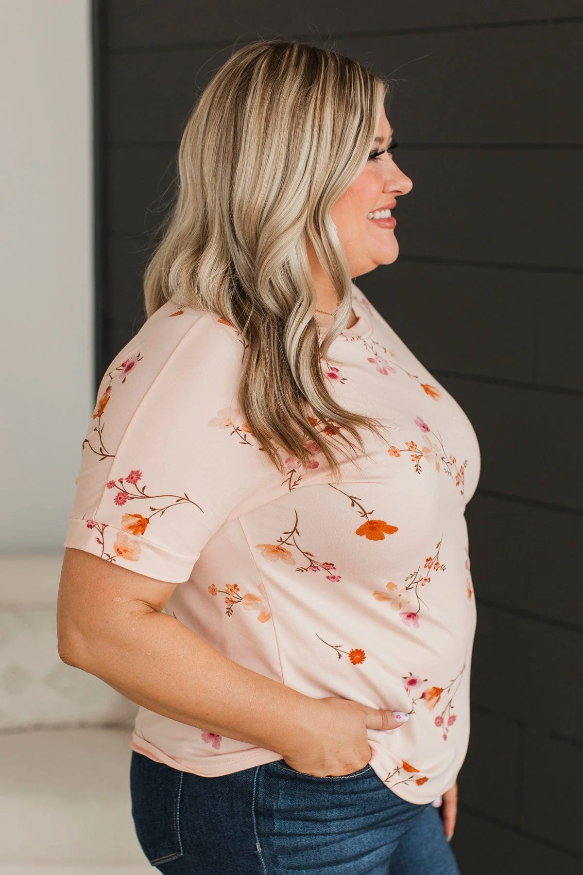 Lost In Your Gaze Floral Top- Blush - Image 6