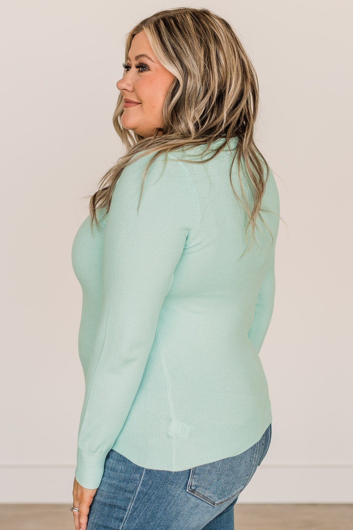 Lost In Your Love Knit Sweater- Aqua Blue - Image 6