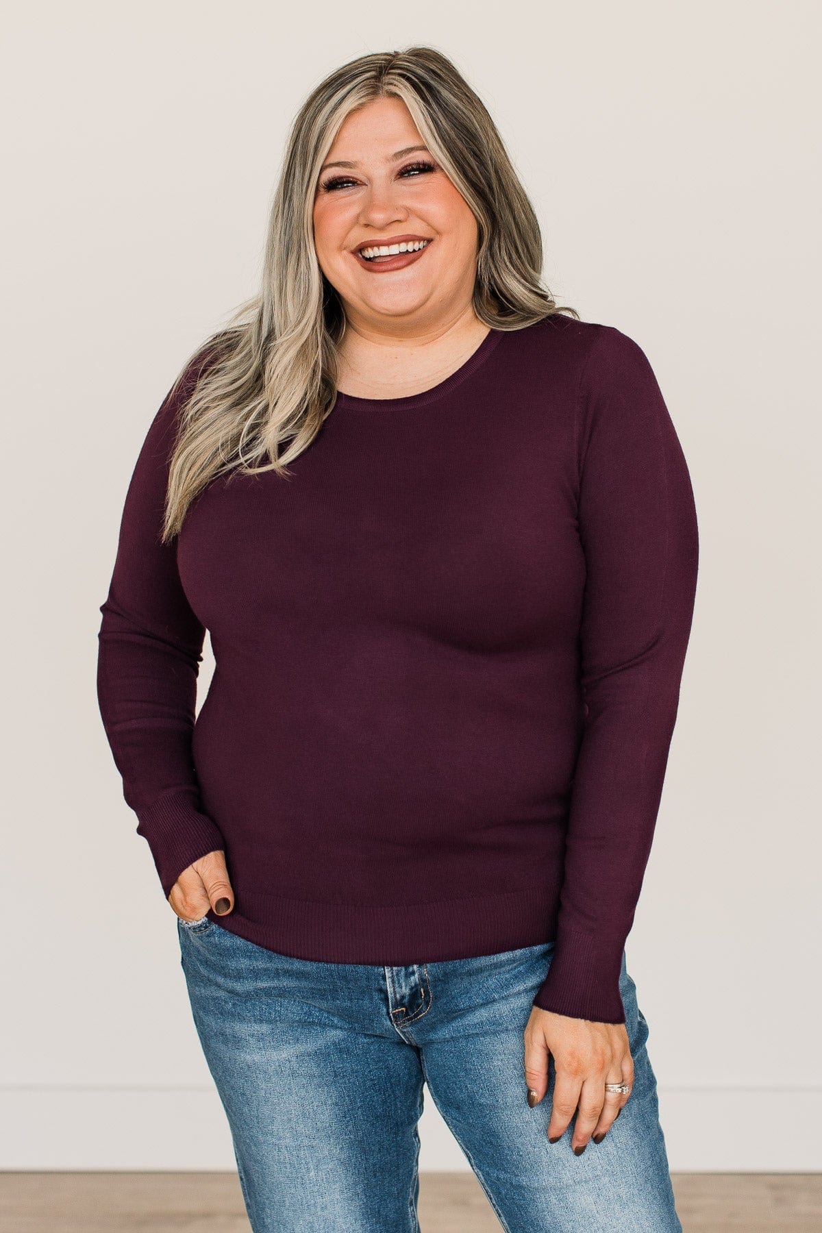 Lost In Your Love Knit Sweater- Eggplant - Image 2