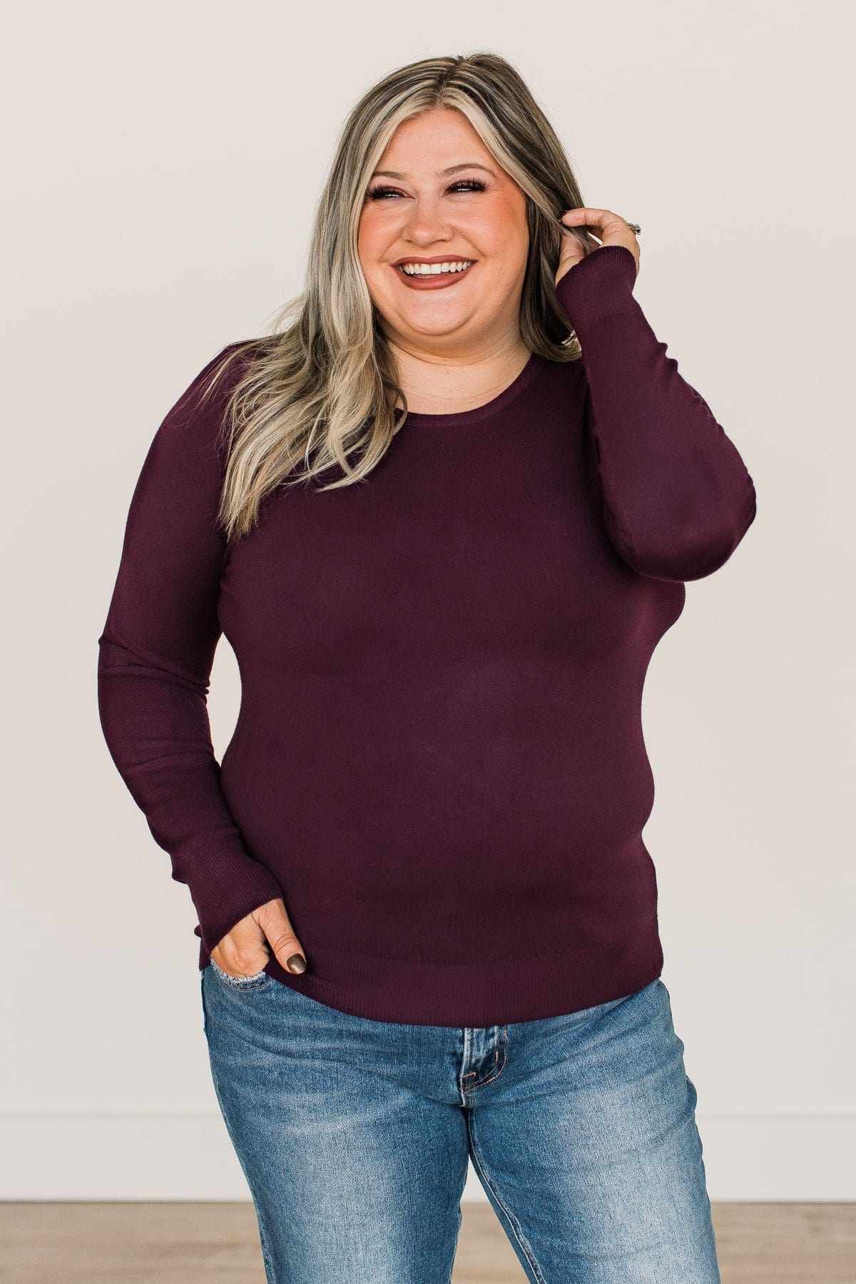 Lost In Your Love Knit Sweater- Eggplant - Image 4
