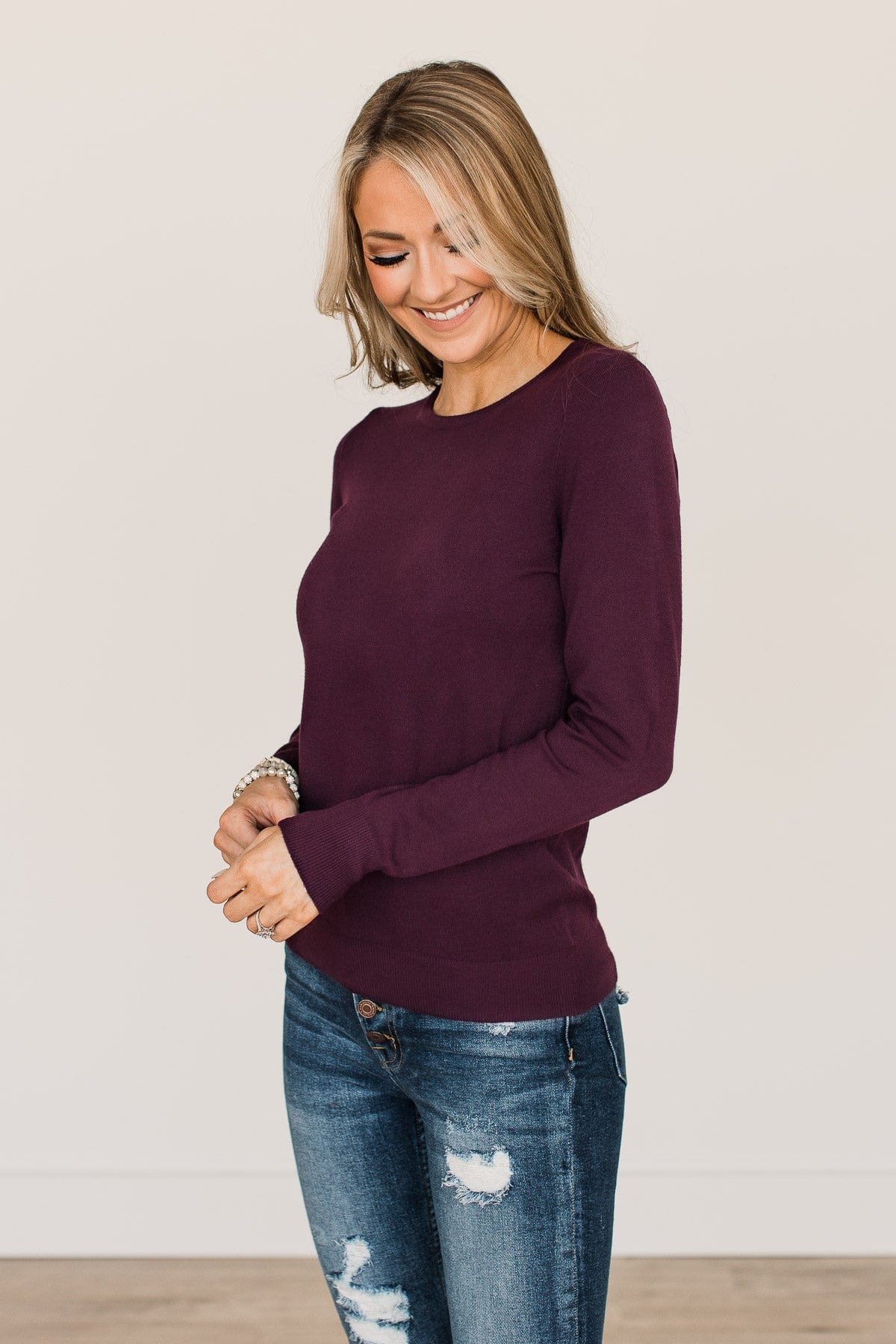 Lost In Your Love Knit Sweater- Eggplant - Image 5