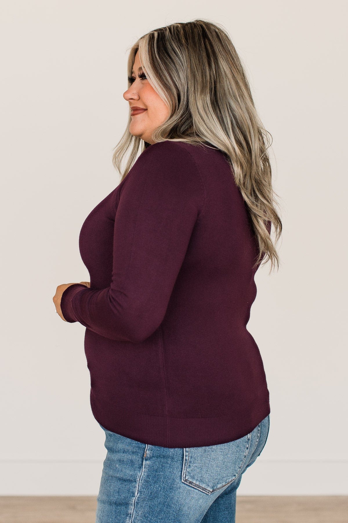 Lost In Your Love Knit Sweater- Eggplant - Image 6