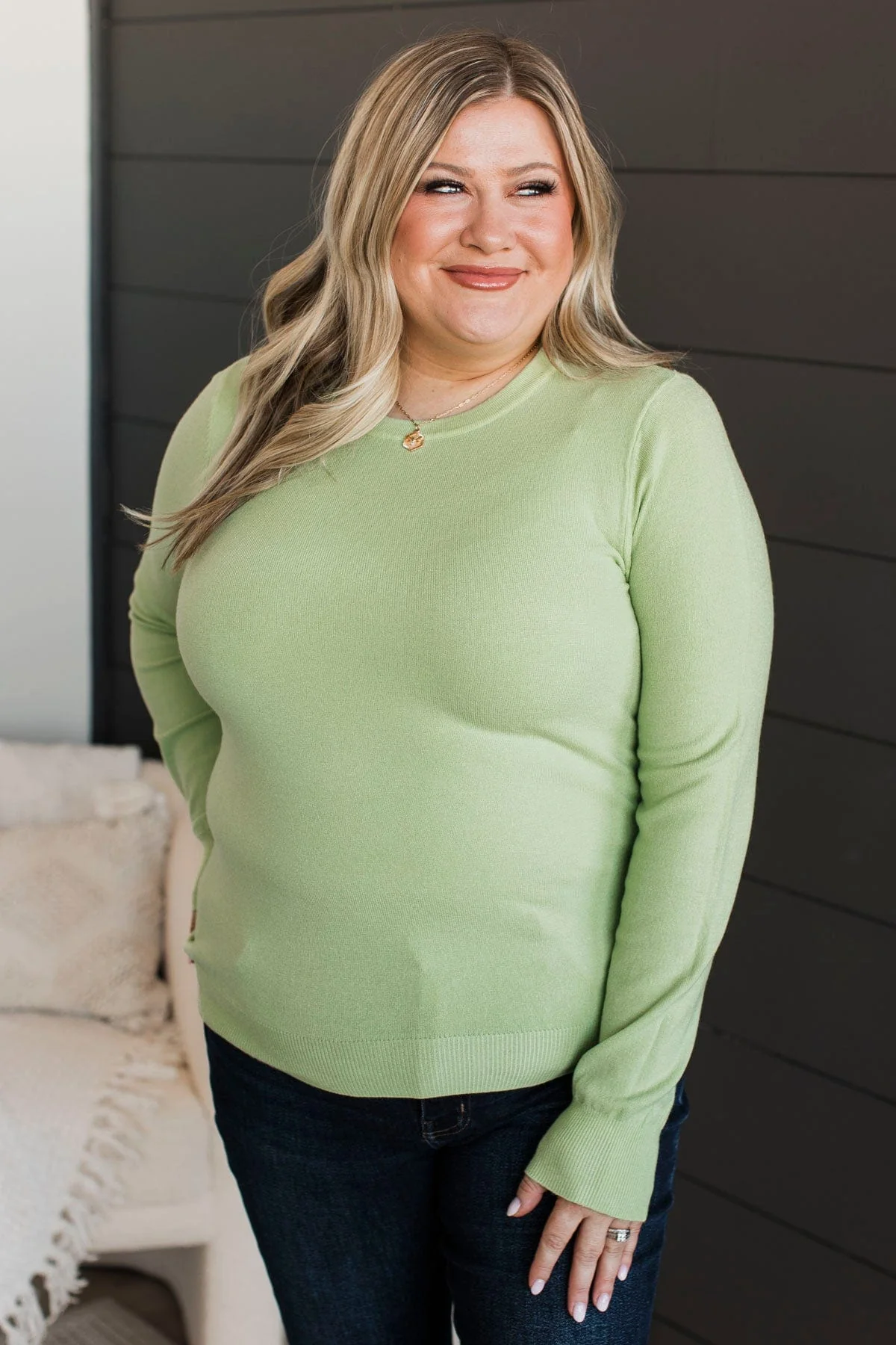Lost In Your Love Knit Sweater- Light Green - Image 3