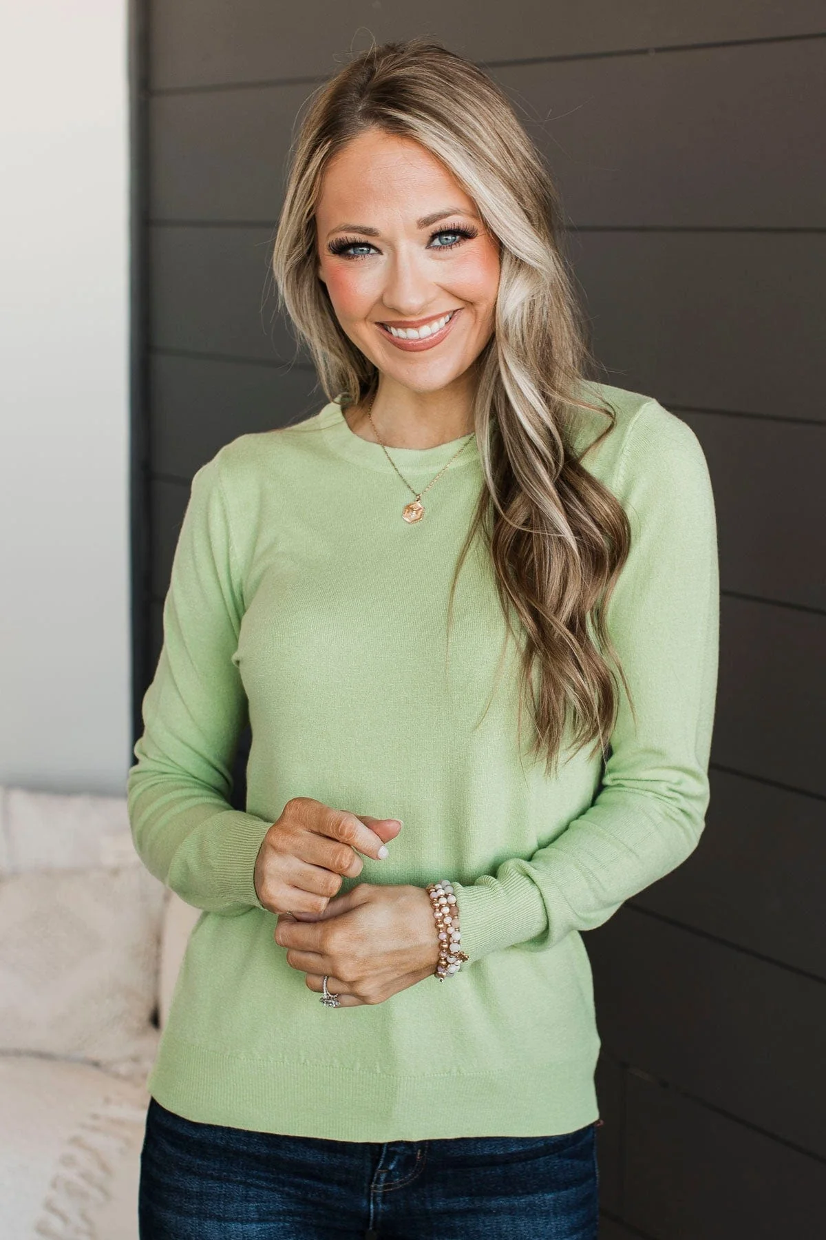 Lost In Your Love Knit Sweater- Light Green - Image 4