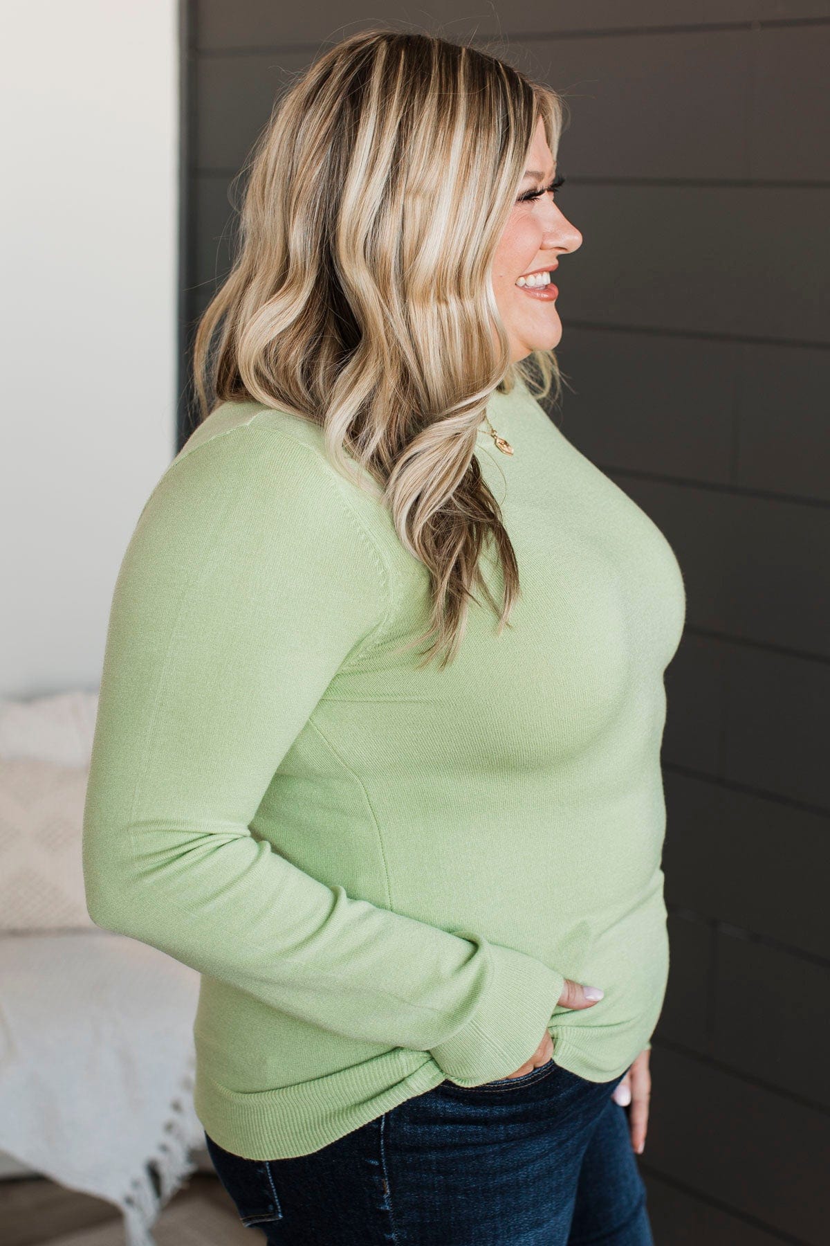 Lost In Your Love Knit Sweater- Light Green - Image 5