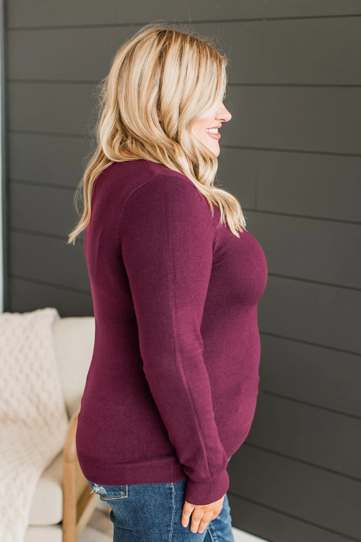 Lost In Your Love Knit Sweater- Wine - Image 6
