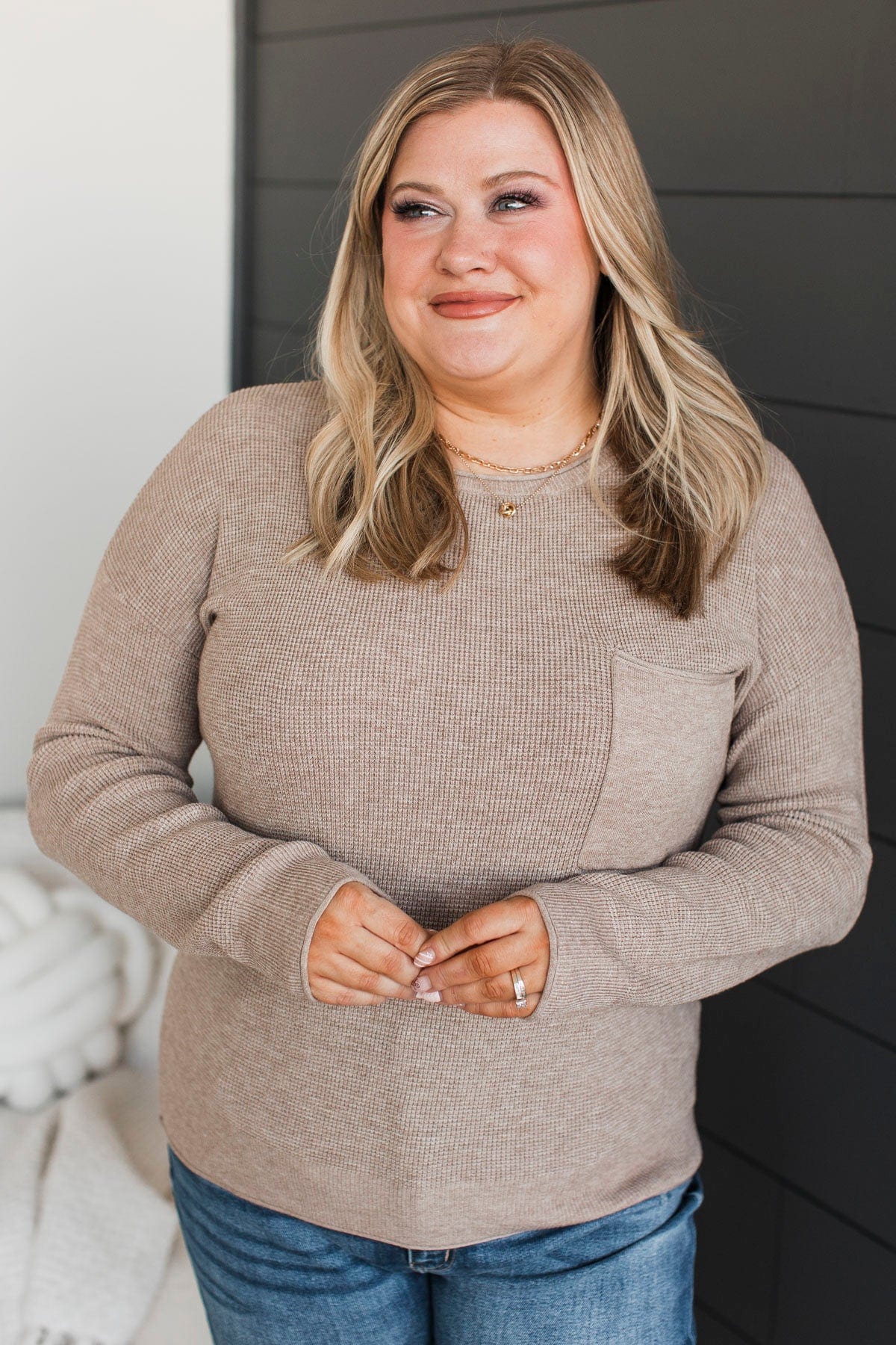 Lost In Your Smile Knit Sweater- Light Mocha