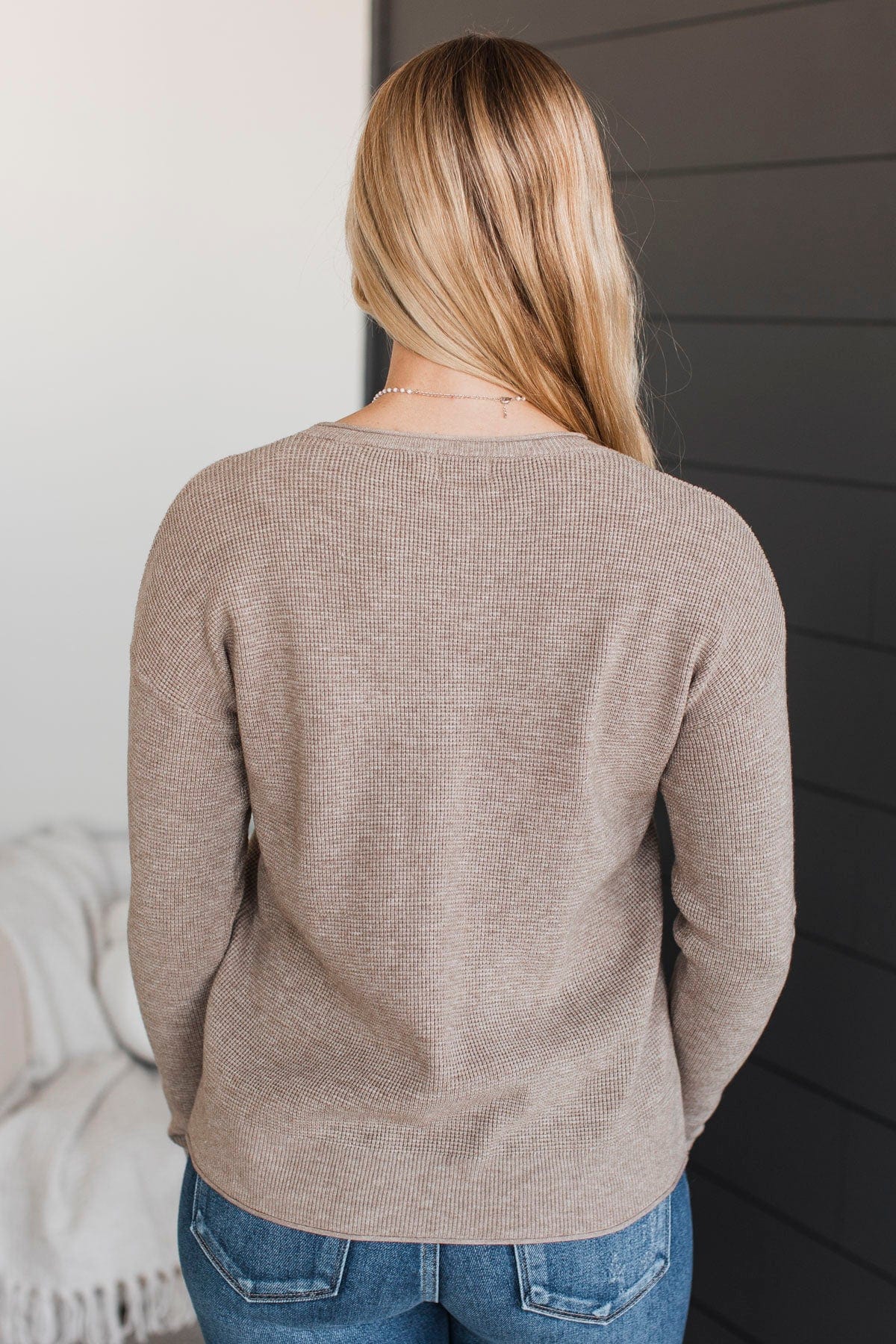 Lost In Your Smile Knit Sweater- Light Mocha - Image 8