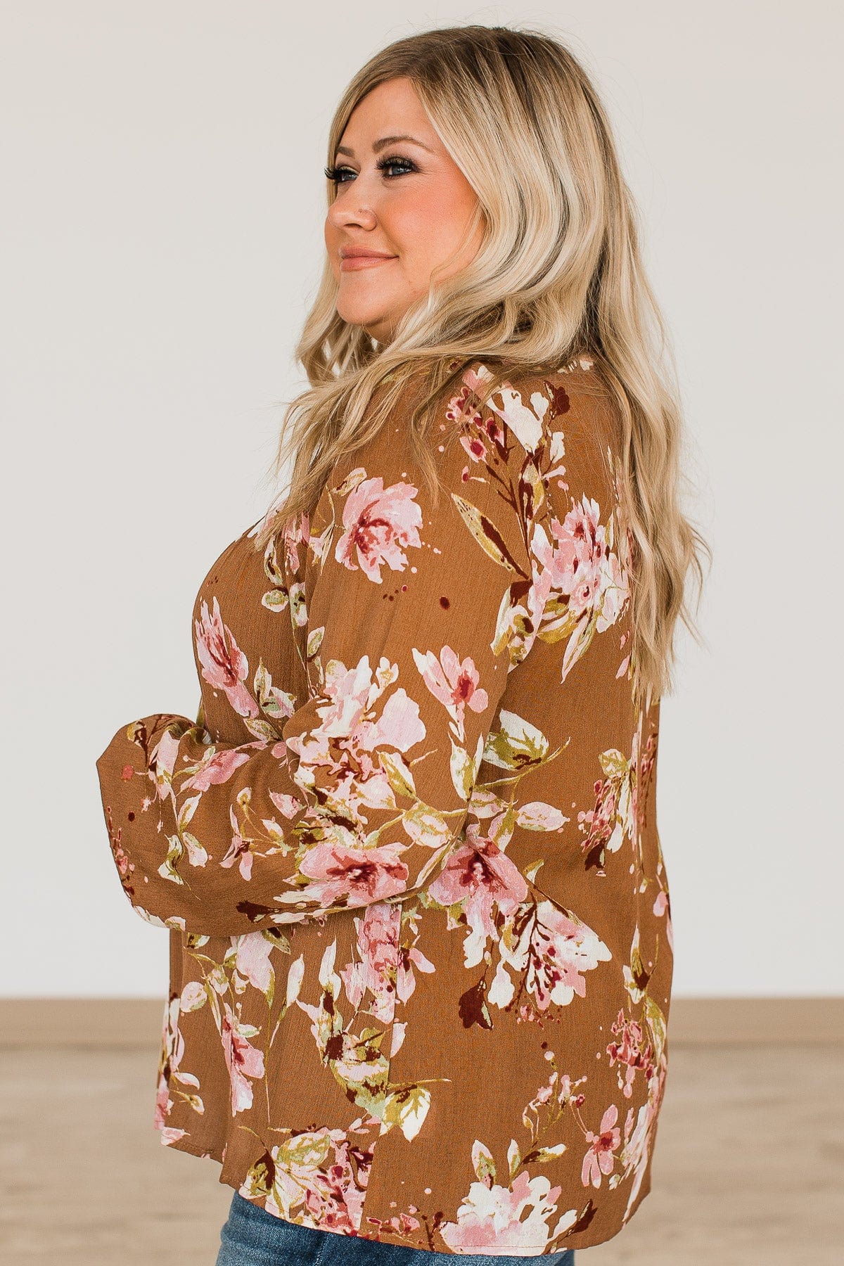 Lost On You Floral Blouse- Brown - Image 6