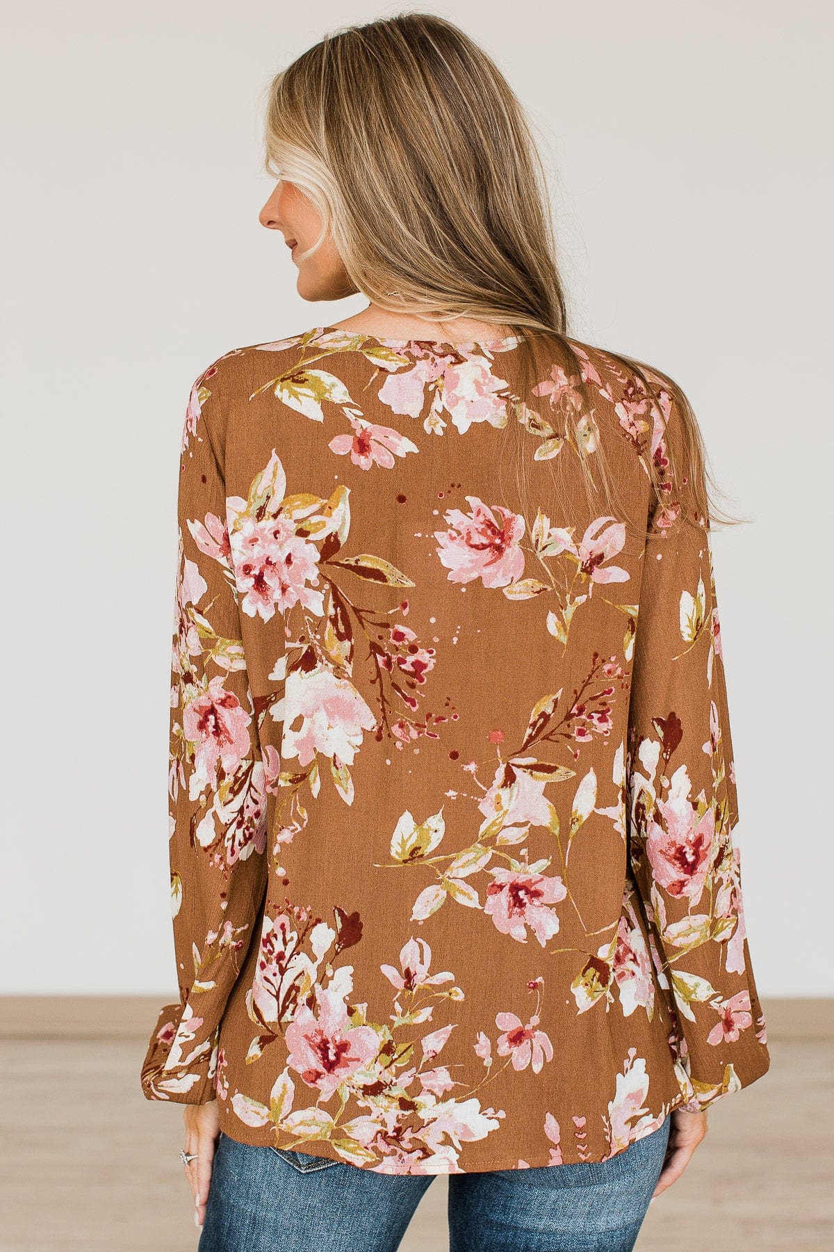 Lost On You Floral Blouse- Brown - Image 8