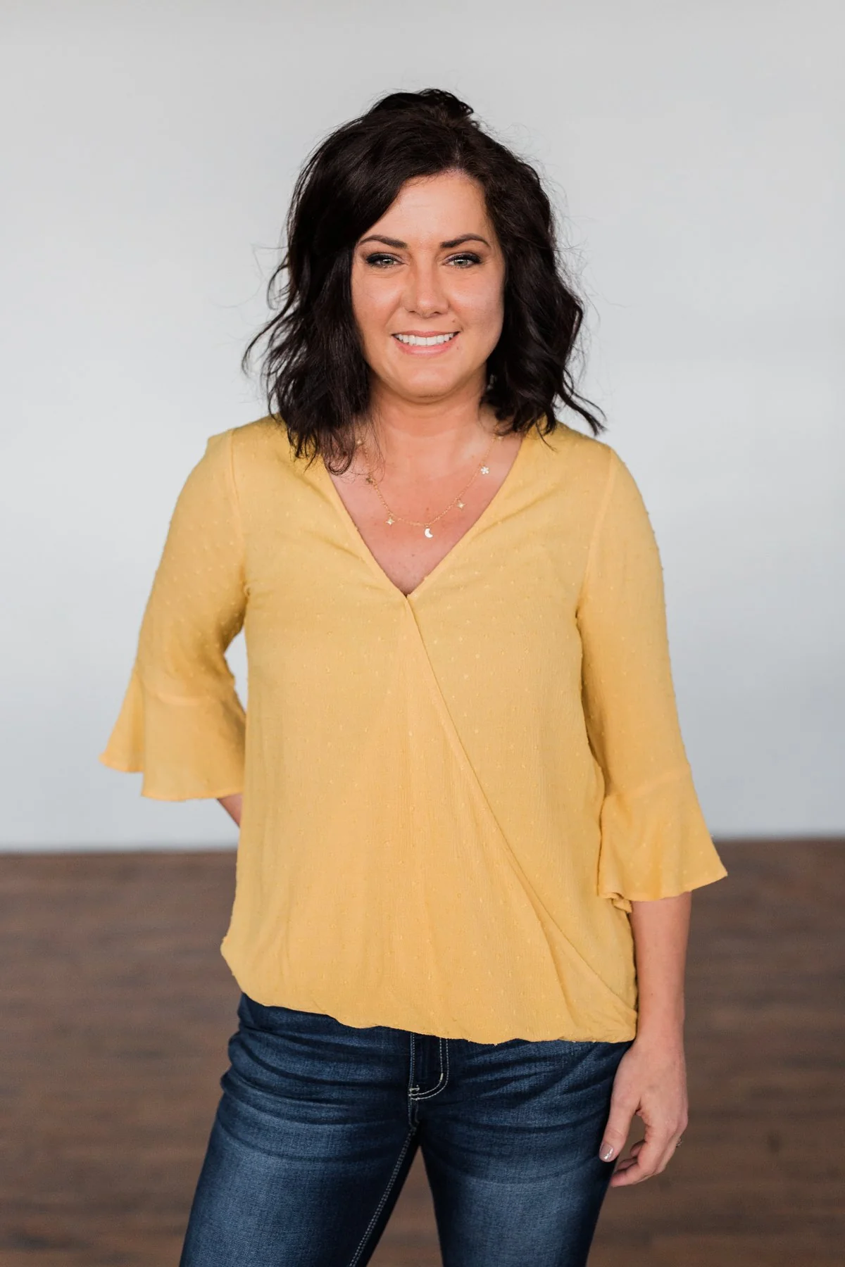 Lots Of Laughs V-Neck Wrap Top- Mustard - Image 2