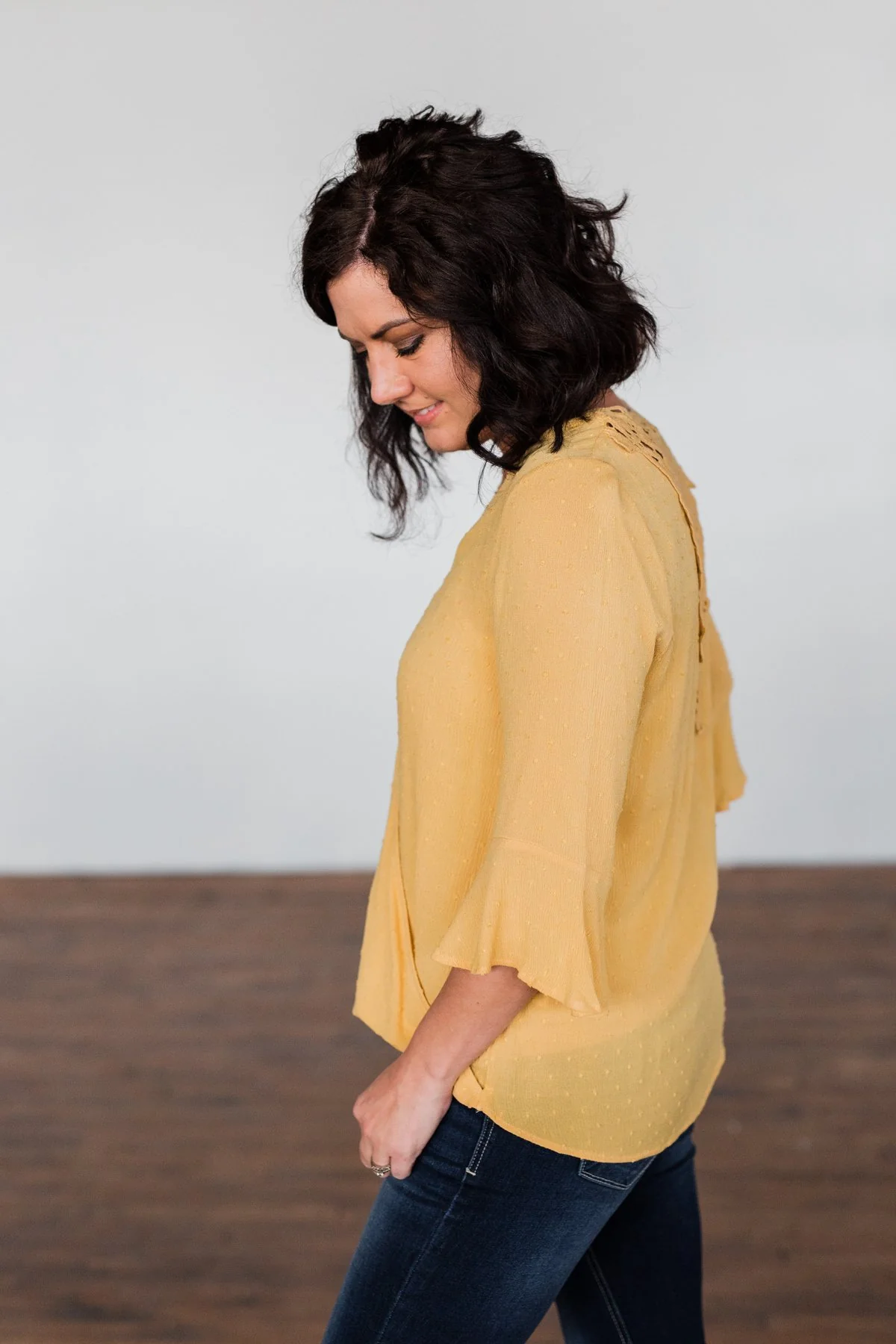 Lots Of Laughs V-Neck Wrap Top- Mustard - Image 9