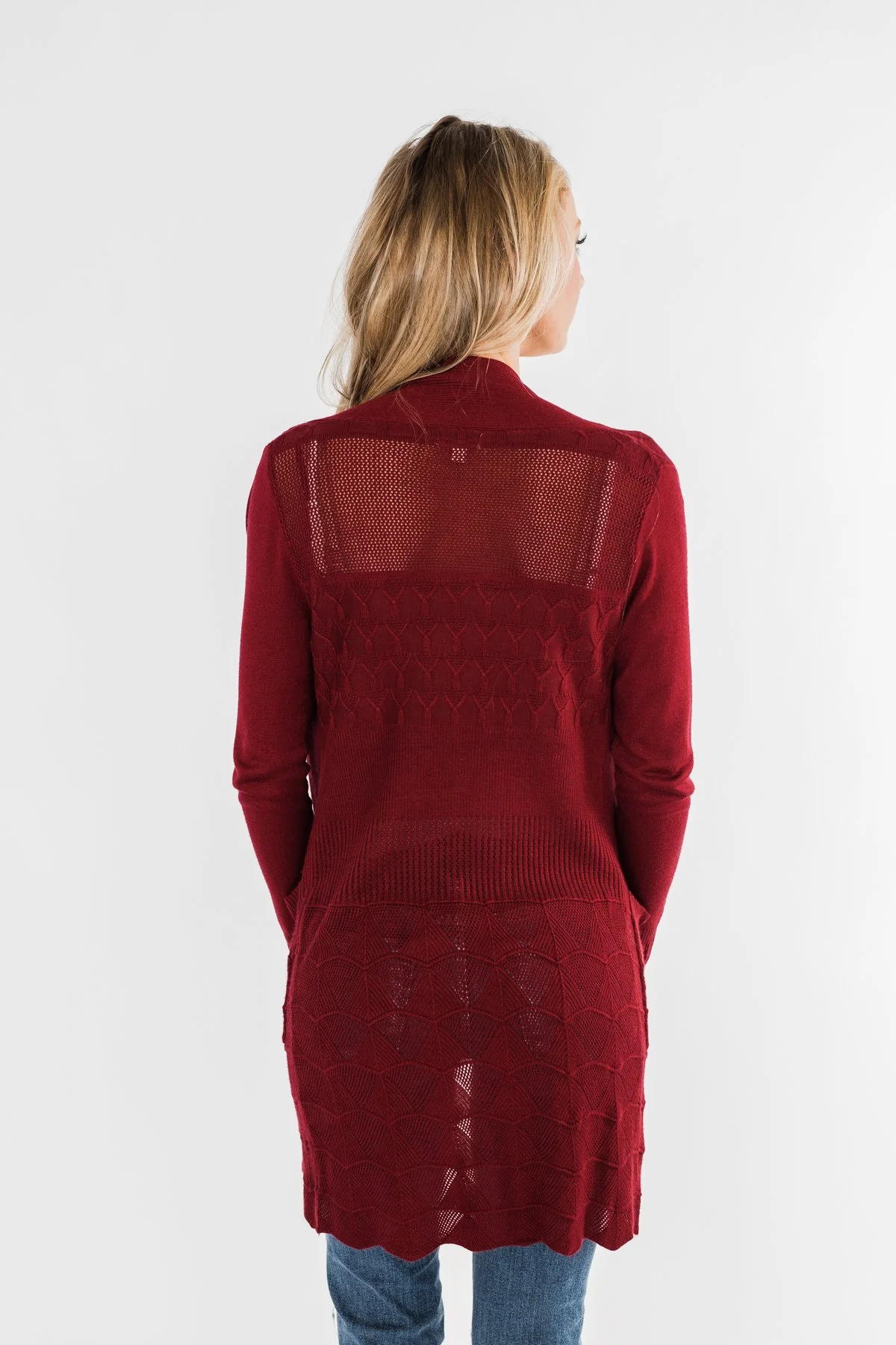 Lots of Love Knit Cardigan- Burgundy - Image 10
