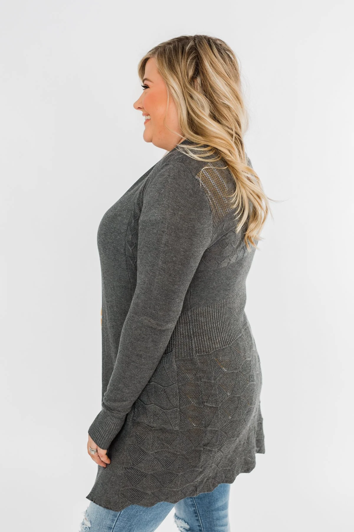 Lots of Love Knit Cardigan- Charcoal - Image 10