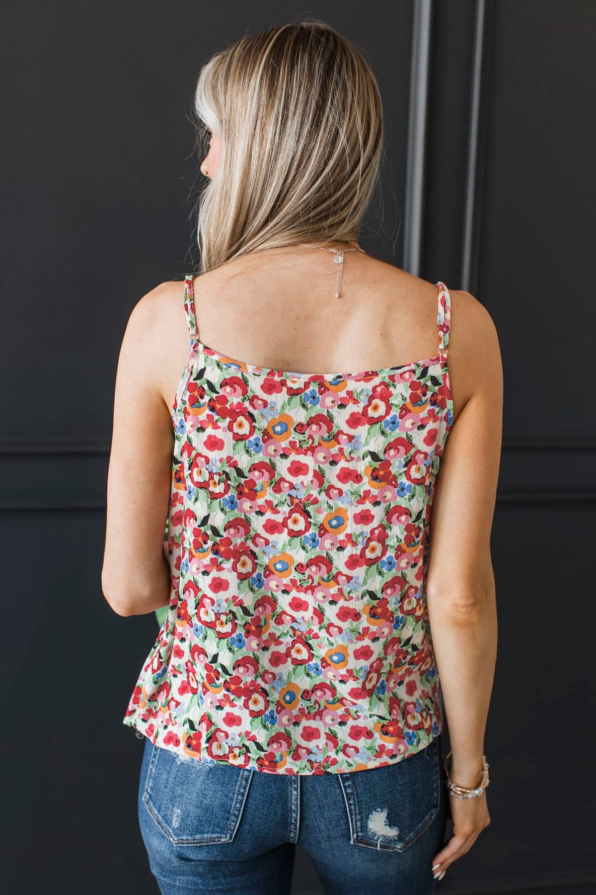 Love Abundantly Floral Tank Top- Ivory, Red, & Pink - Image 7