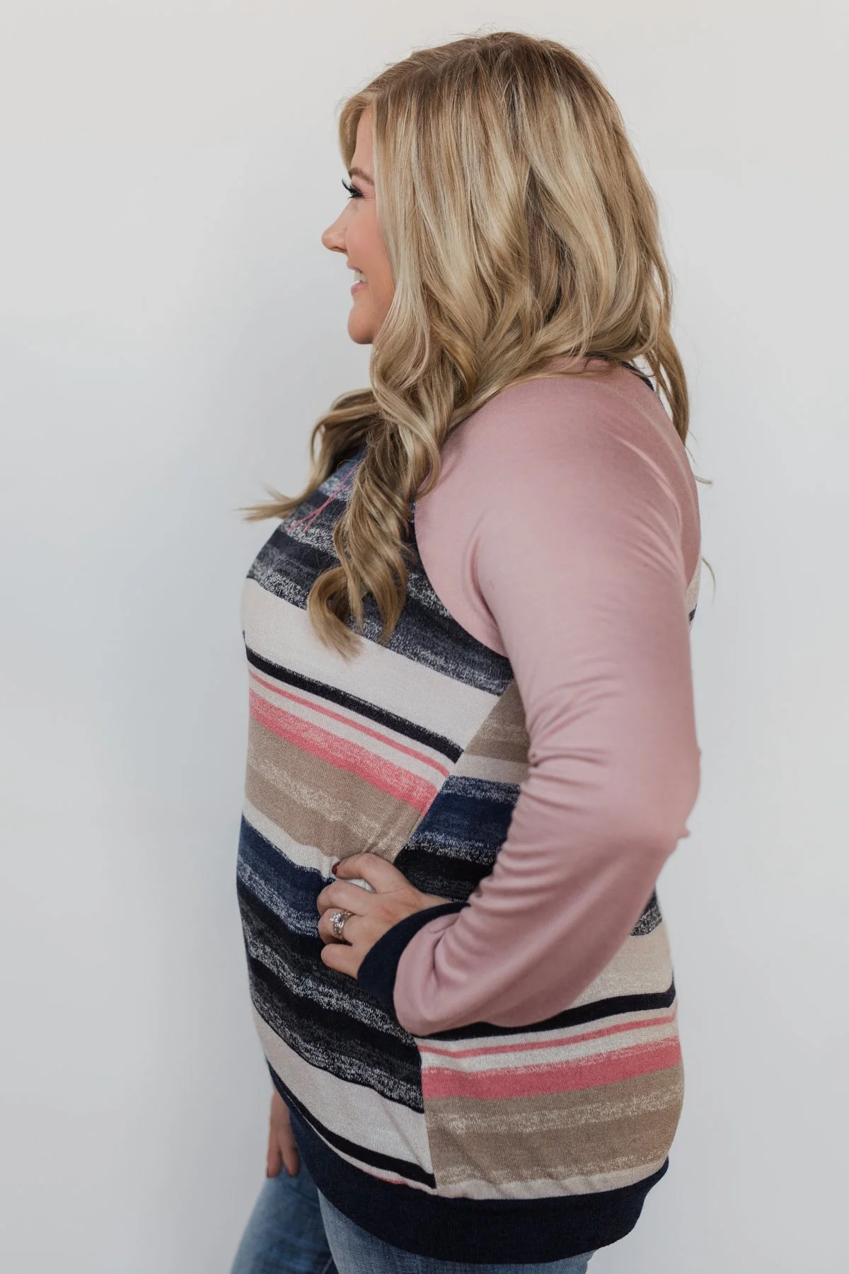 Love Always Long Sleeve Pullover - Mauve & Navy - Image 11