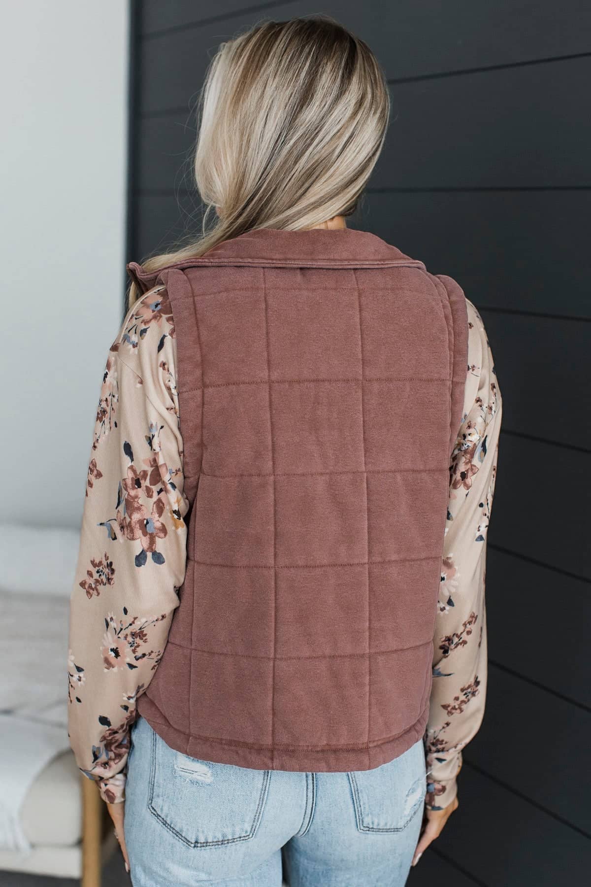 Love Always Wins Washed Puffer Vest- Brown - Image 6
